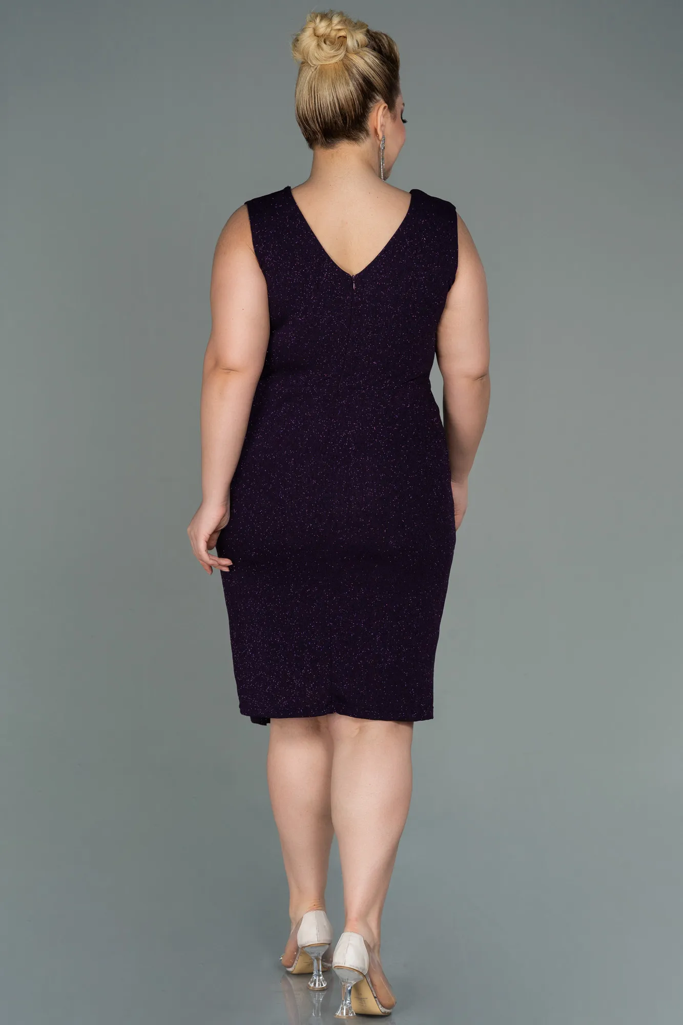 Purple-Midi Oversized Evening Dress ABK1752