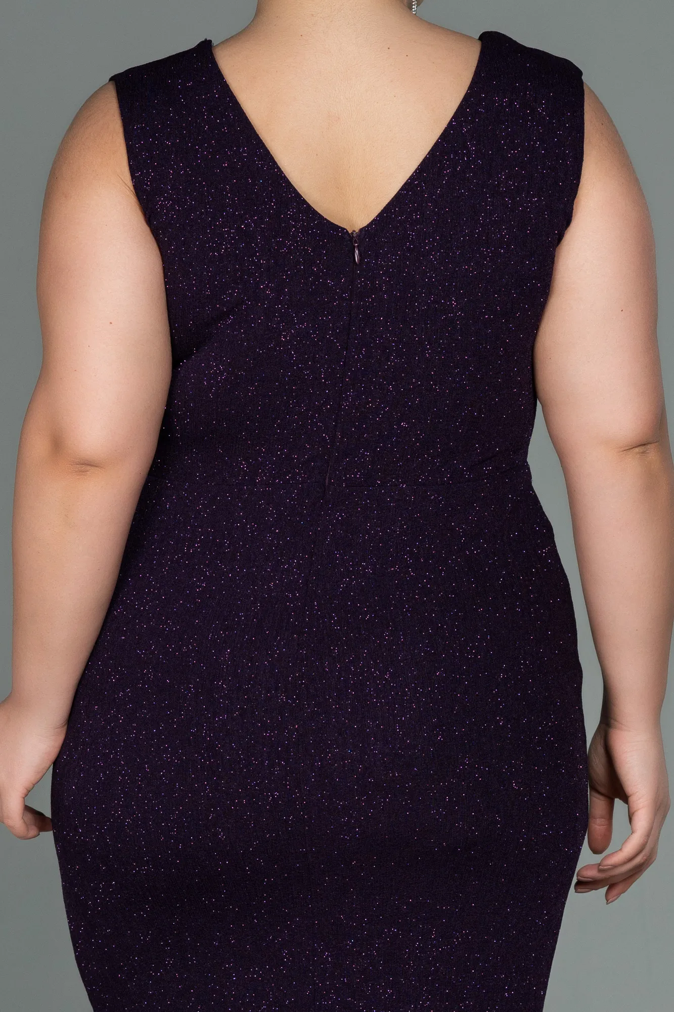 Purple-Midi Oversized Evening Dress ABK1752