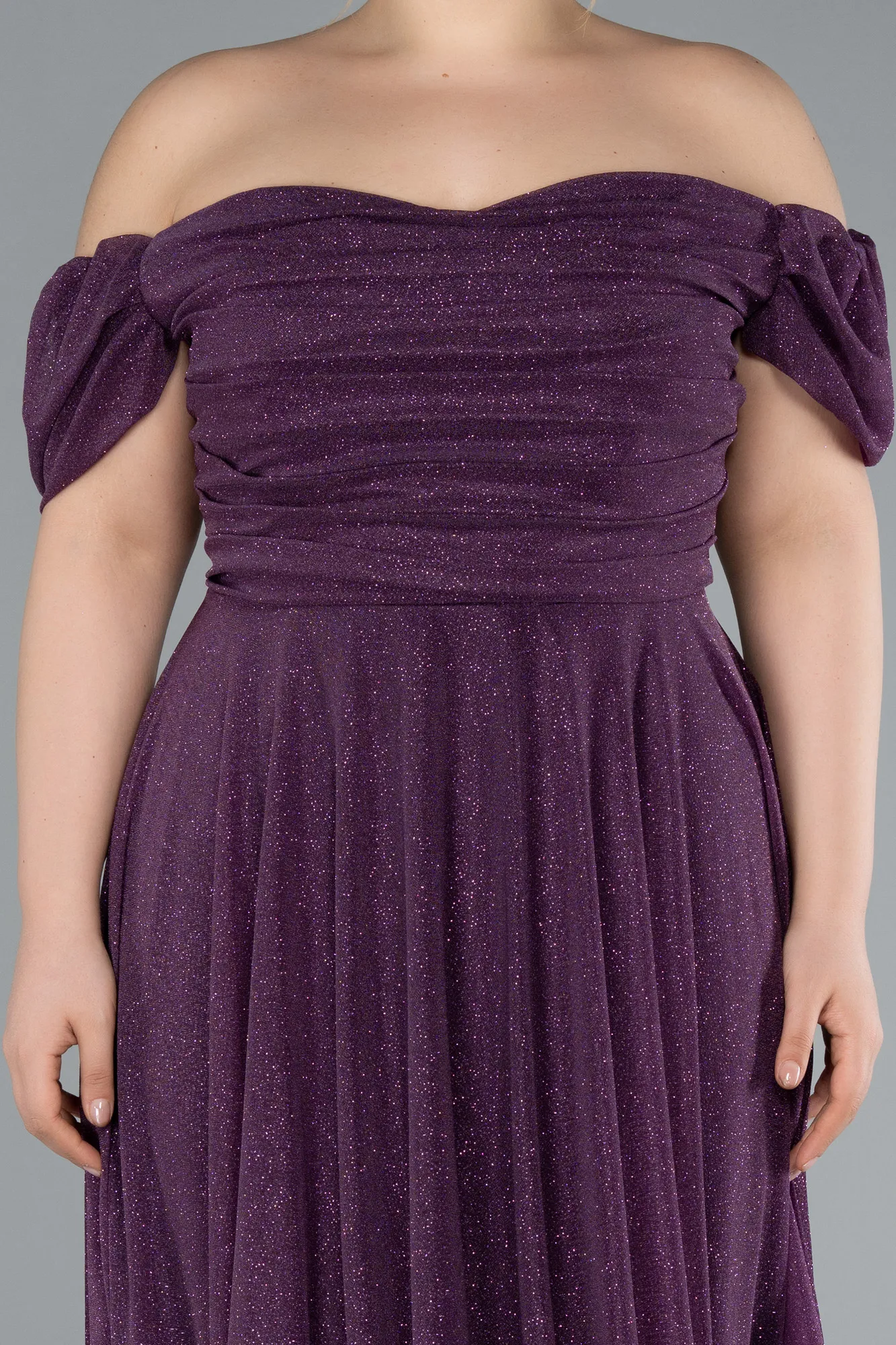 Purple-Midi Plus Size Cocktail Dress ABK2259