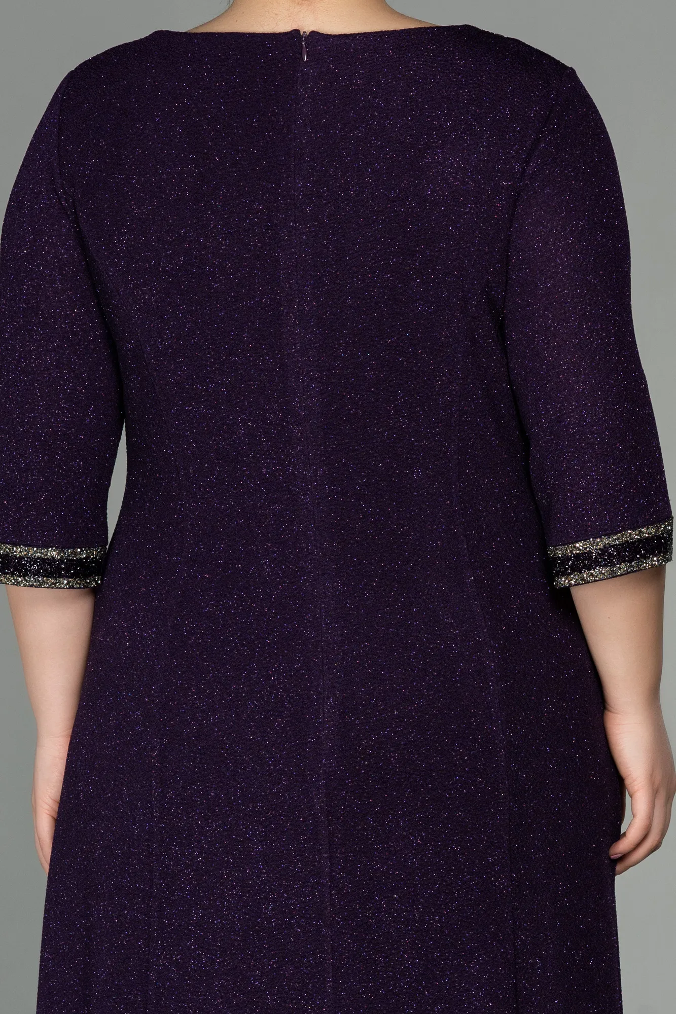 Purple-Midi Plus Size Evening Dress ABK1595