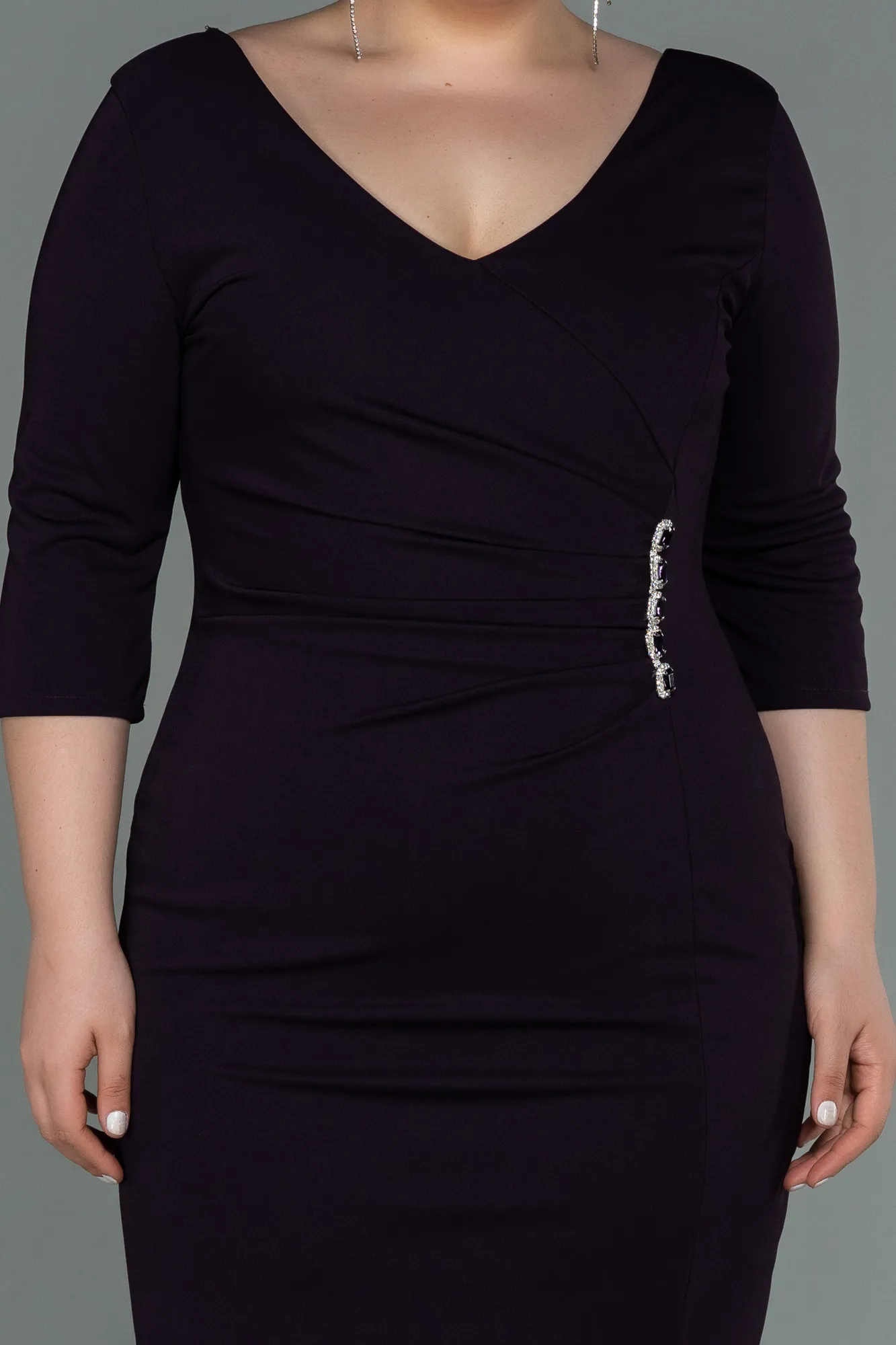 Purple-Midi Plus Size Evening Dress ABK1725