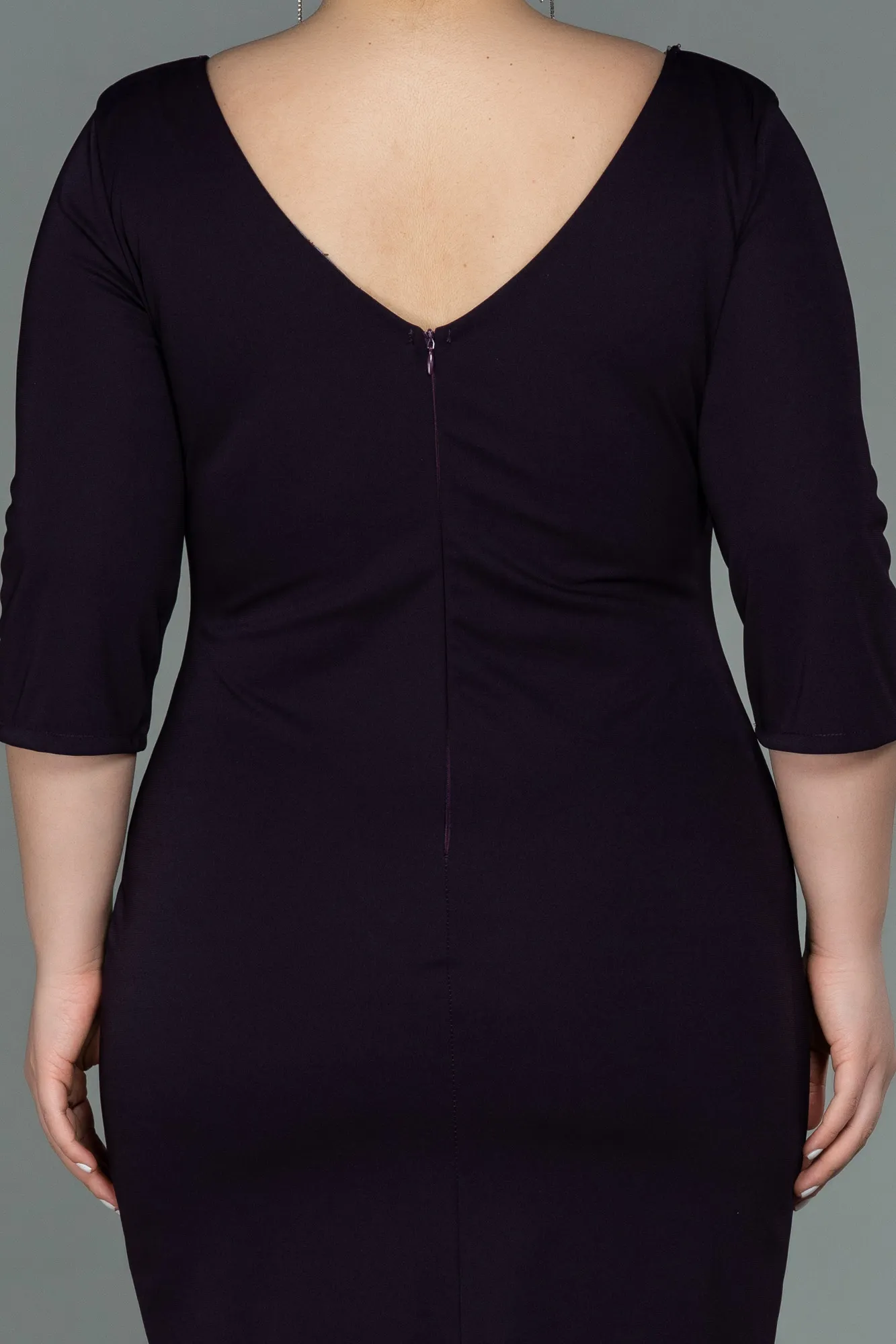 Purple-Midi Plus Size Evening Dress ABK1725