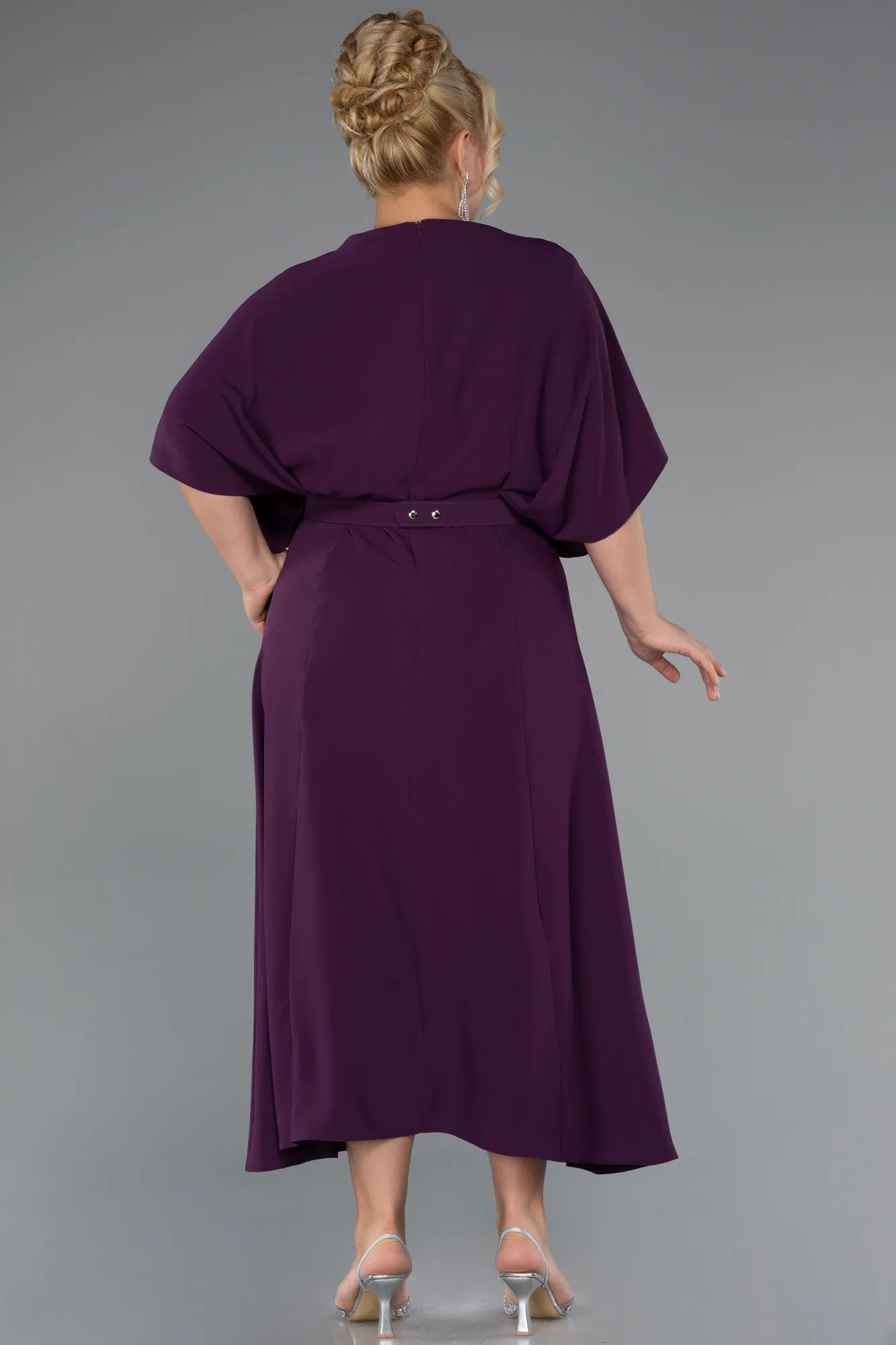 Purple-Midi Plus Size Evening Gown ABK2447