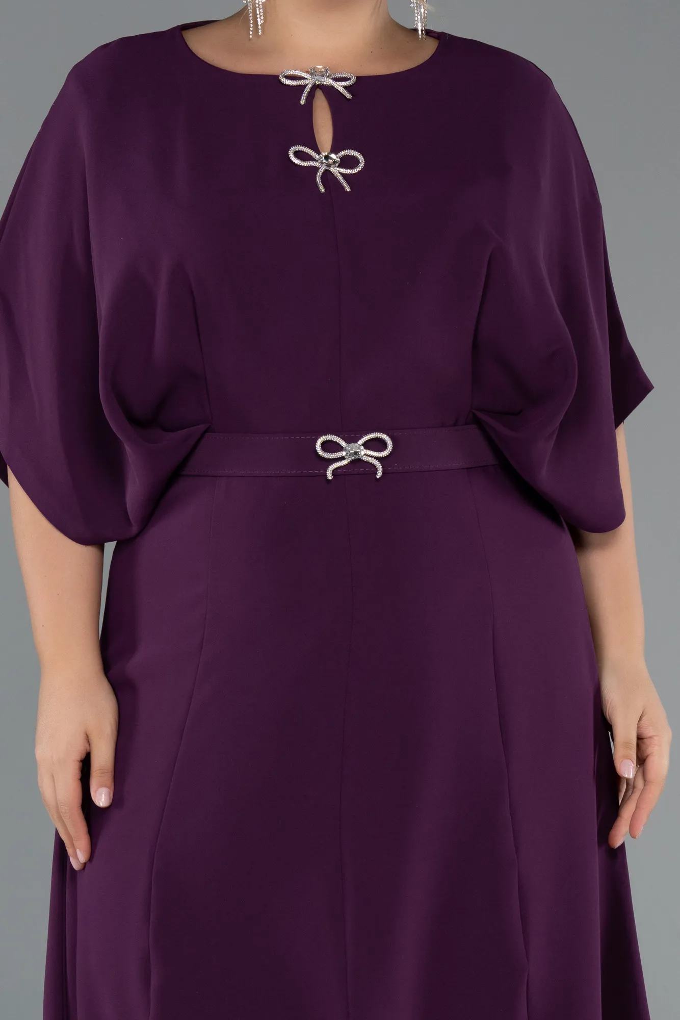 Purple-Midi Plus Size Evening Gown ABK2447