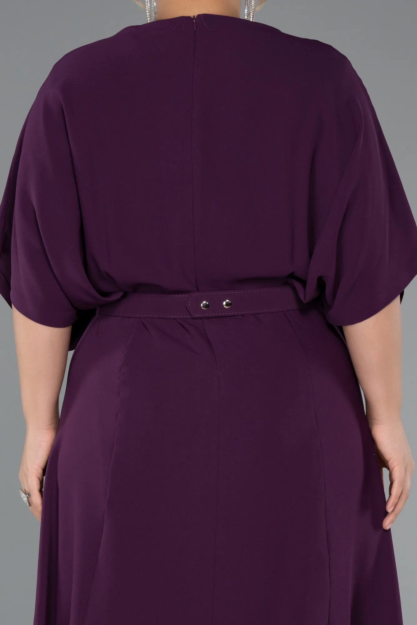 Purple-Midi Plus Size Evening Gown ABK2447