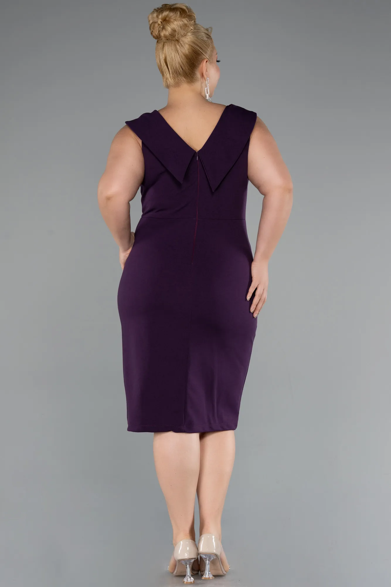 Purple-Midi Plus Size Party Dress ABK2422
