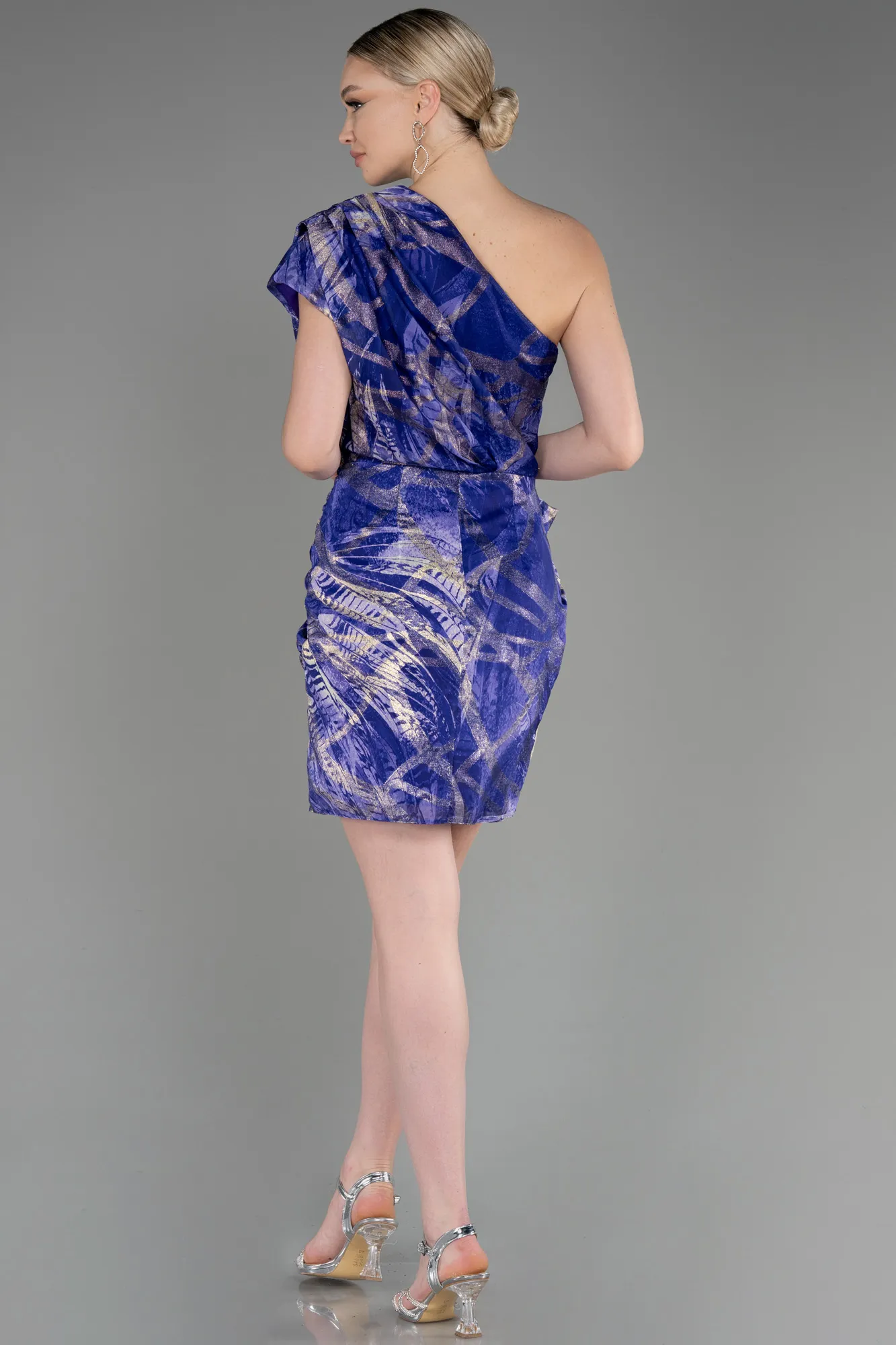 Purple-Short Chiffon Cocktail Dress ABK2008