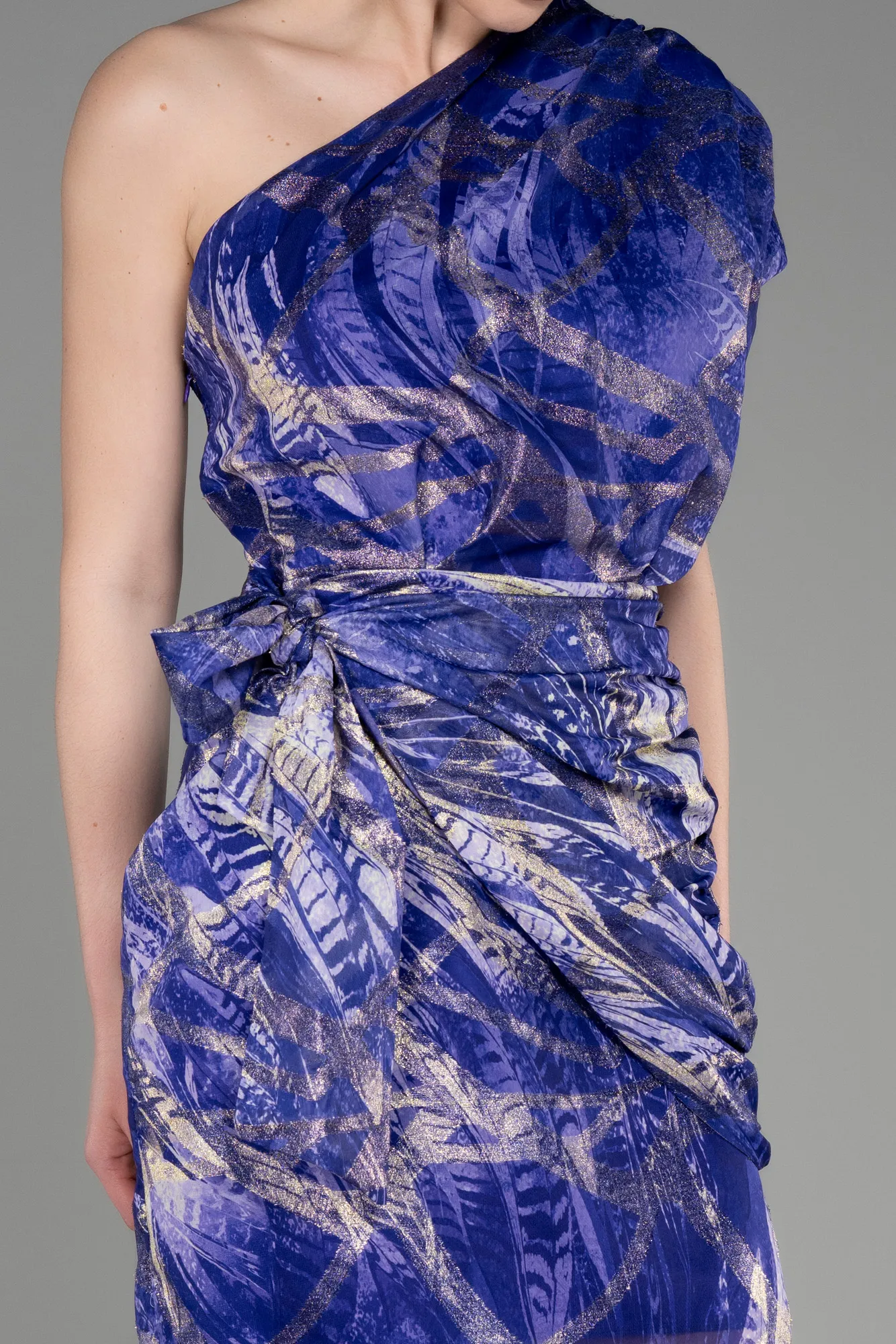 Purple-Short Chiffon Cocktail Dress ABK2008