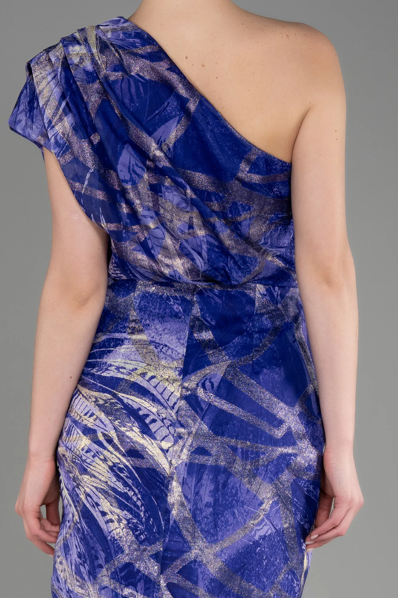 Purple-Short Chiffon Cocktail Dress ABK2008