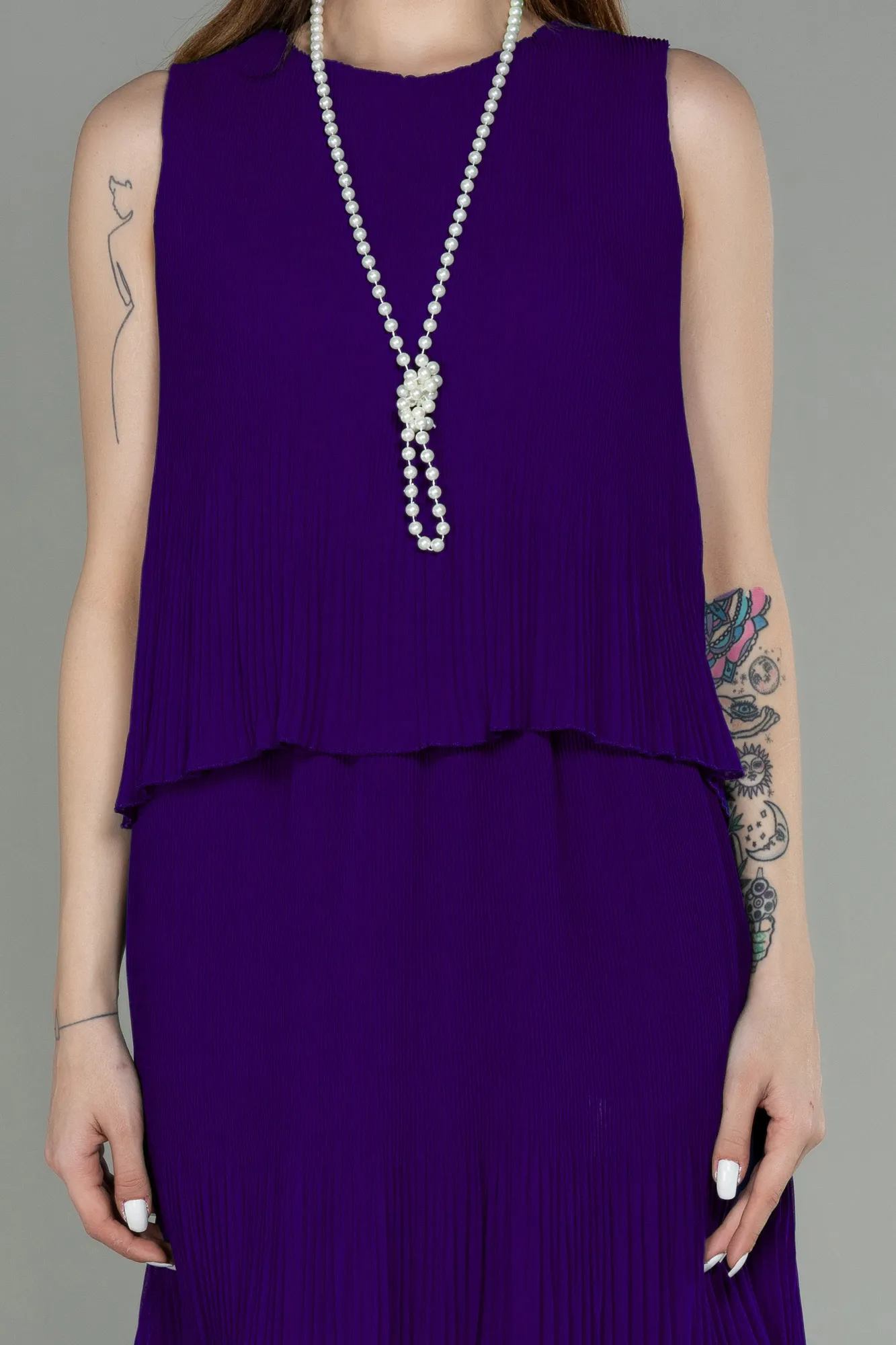 Purple-Short Invitation Dress ABK782