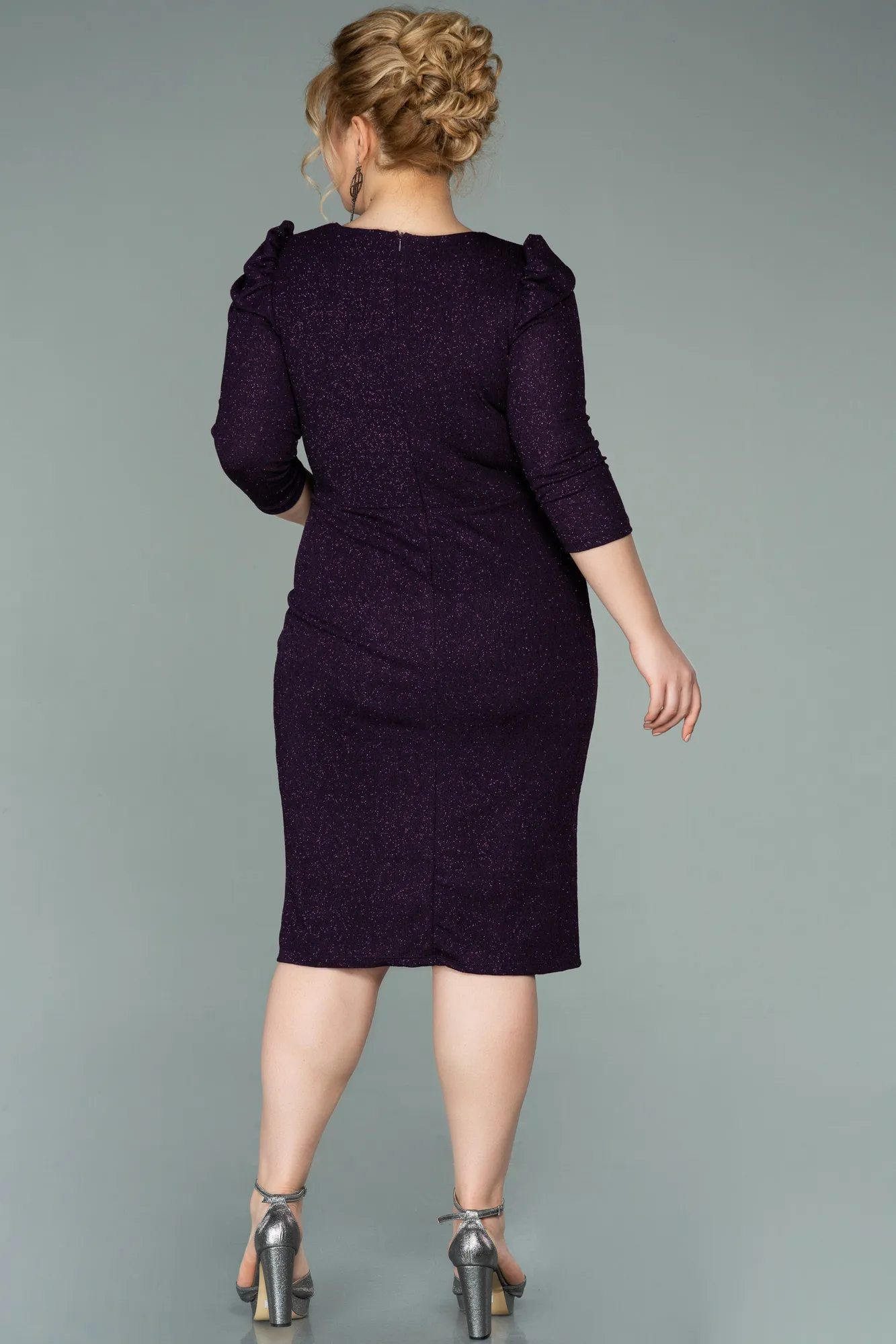 Purple-Short Oversized Evening Dress ABK1246