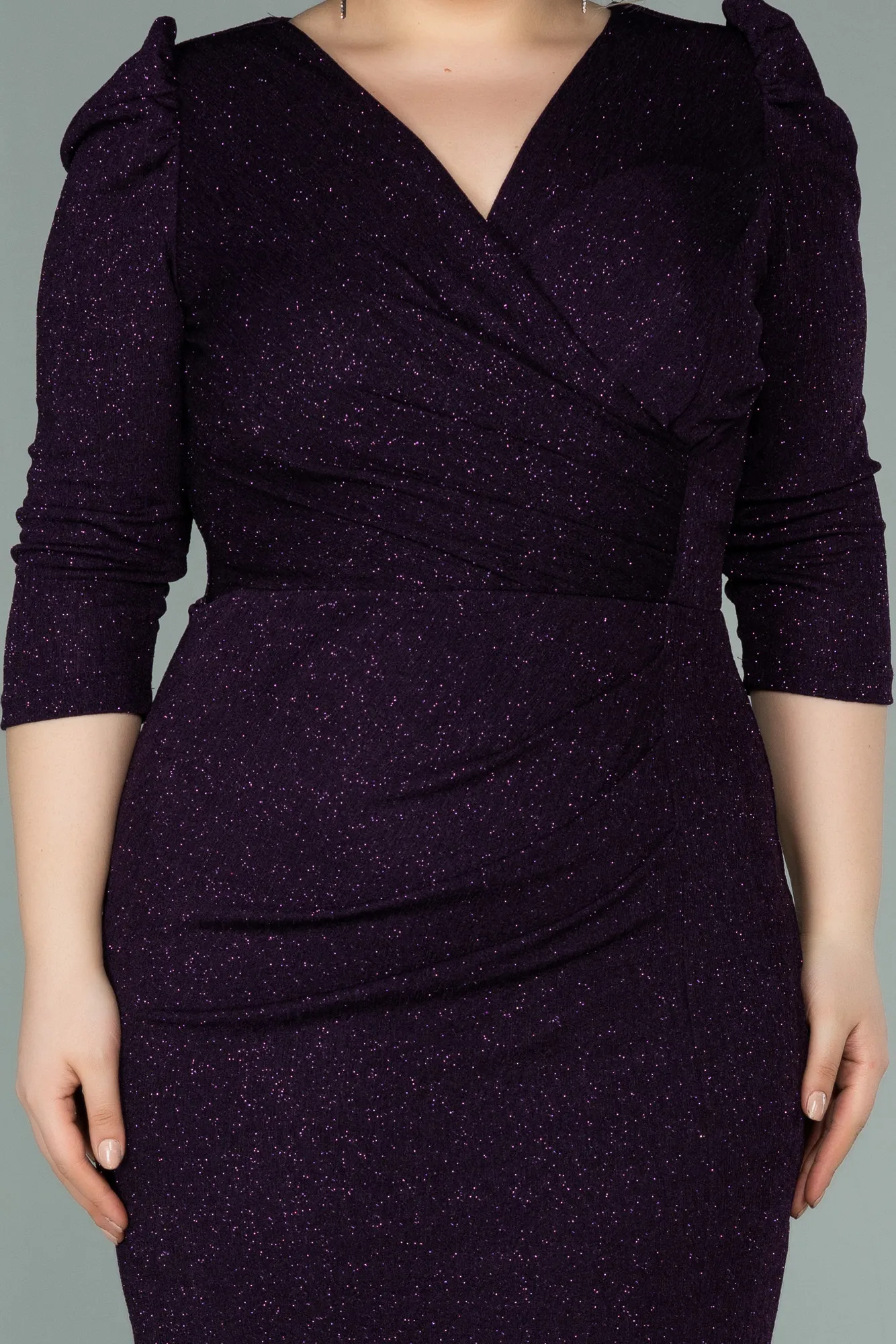 Purple-Short Oversized Evening Dress ABK1246