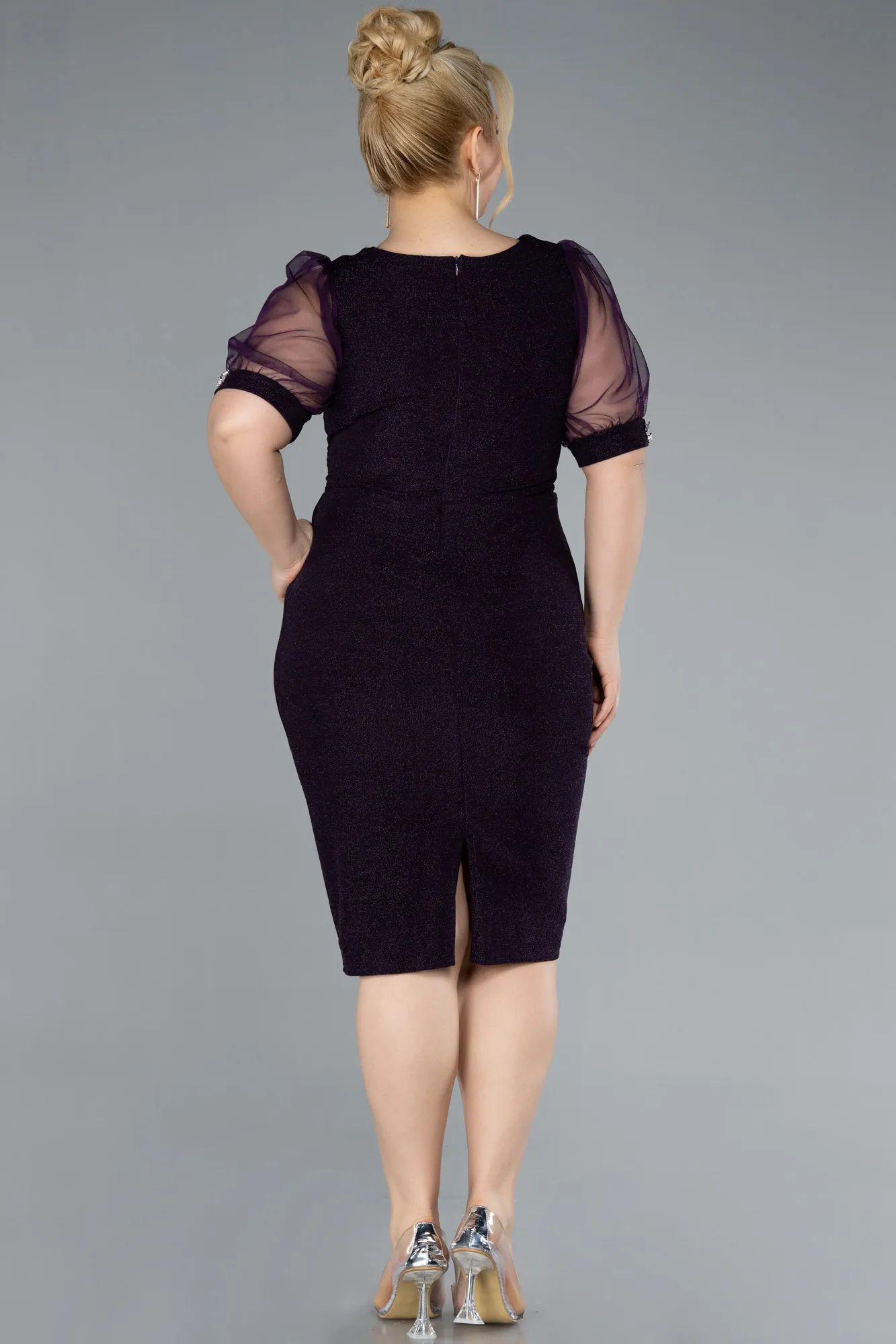 Purple-Short Plus Size Cocktail Dress ABK2247