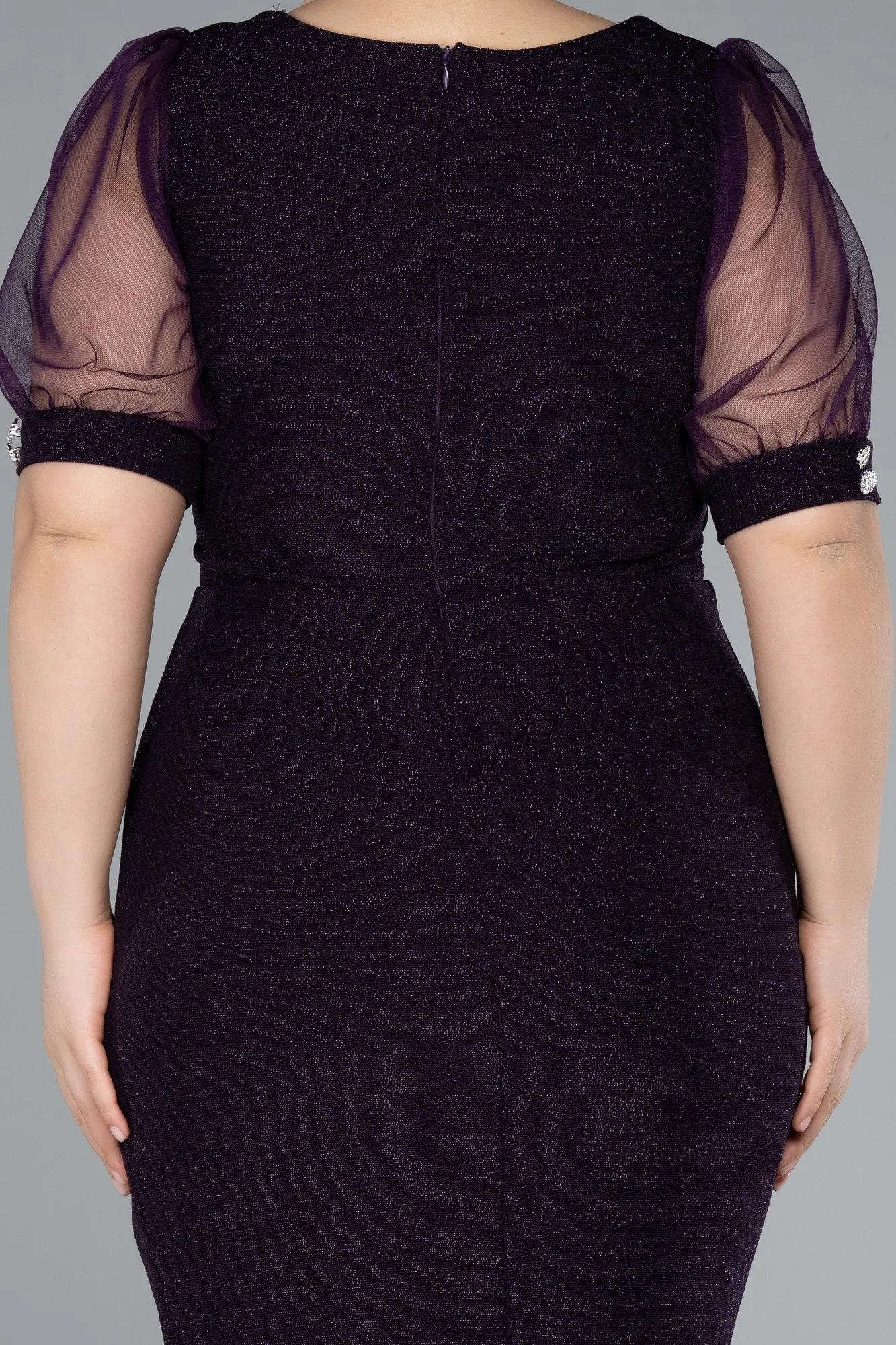 Purple-Short Plus Size Cocktail Dress ABK2247