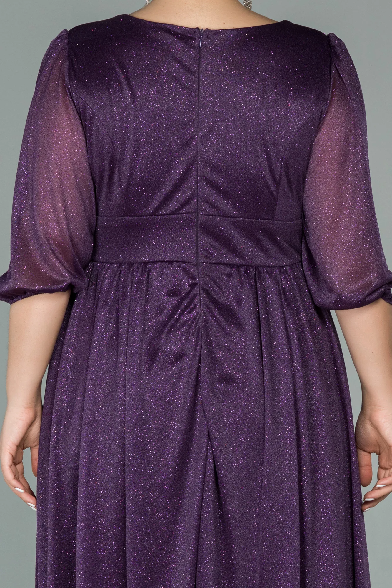 Purple-Short Plus Size Evening Dress ABK1098