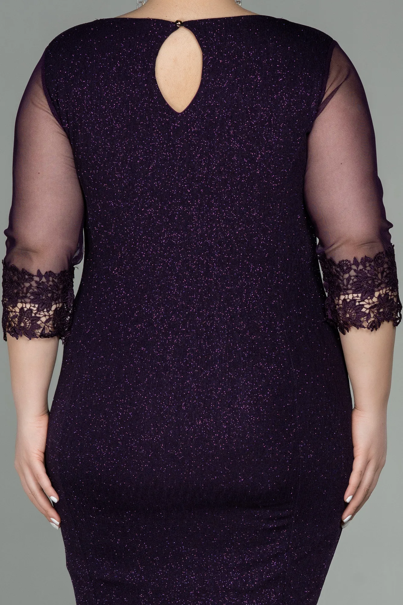 Purple-Short Plus Size Evening Dress ABK1609