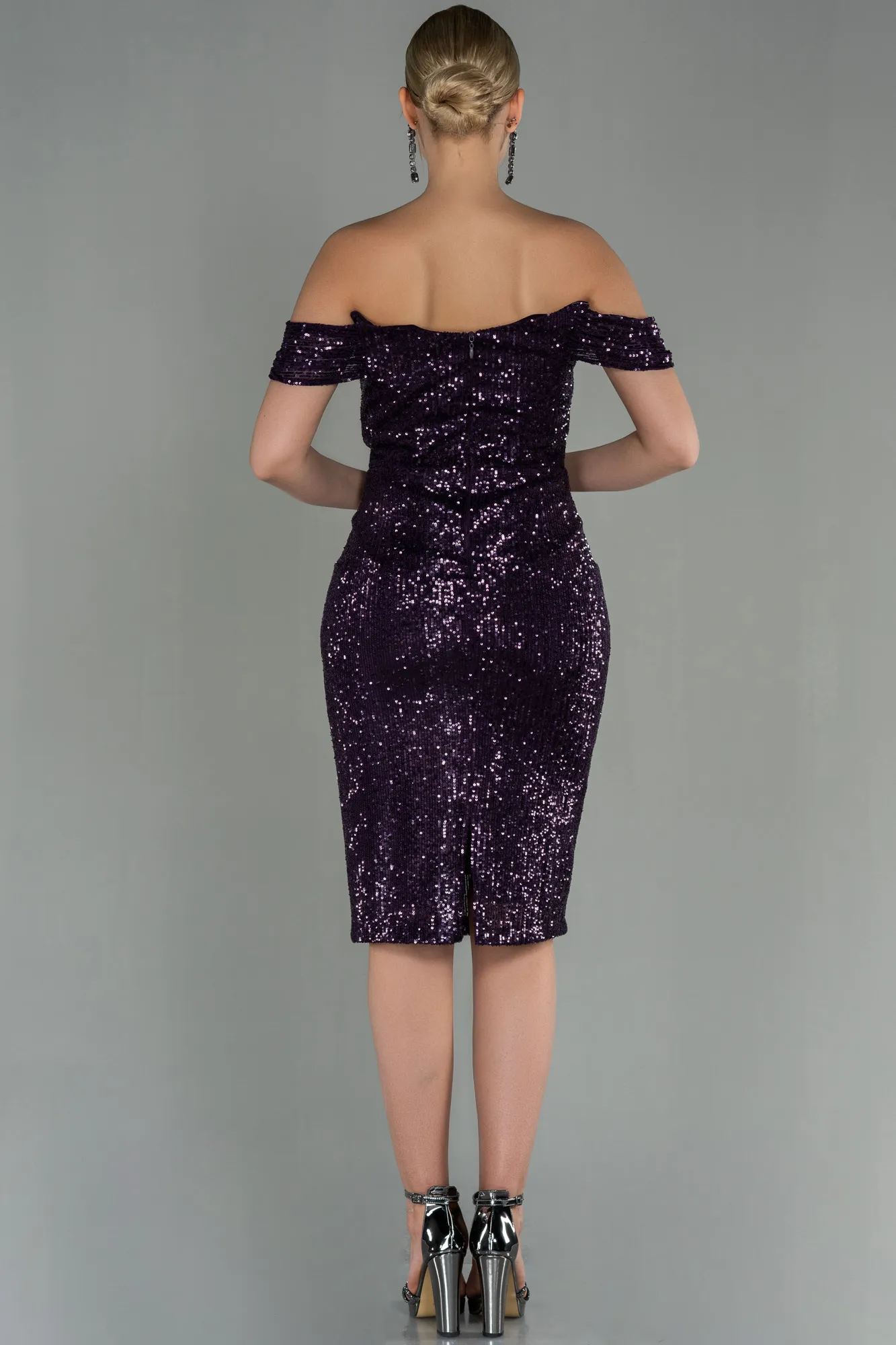 Purple-Short Scaly Invitation Dress ABK1723