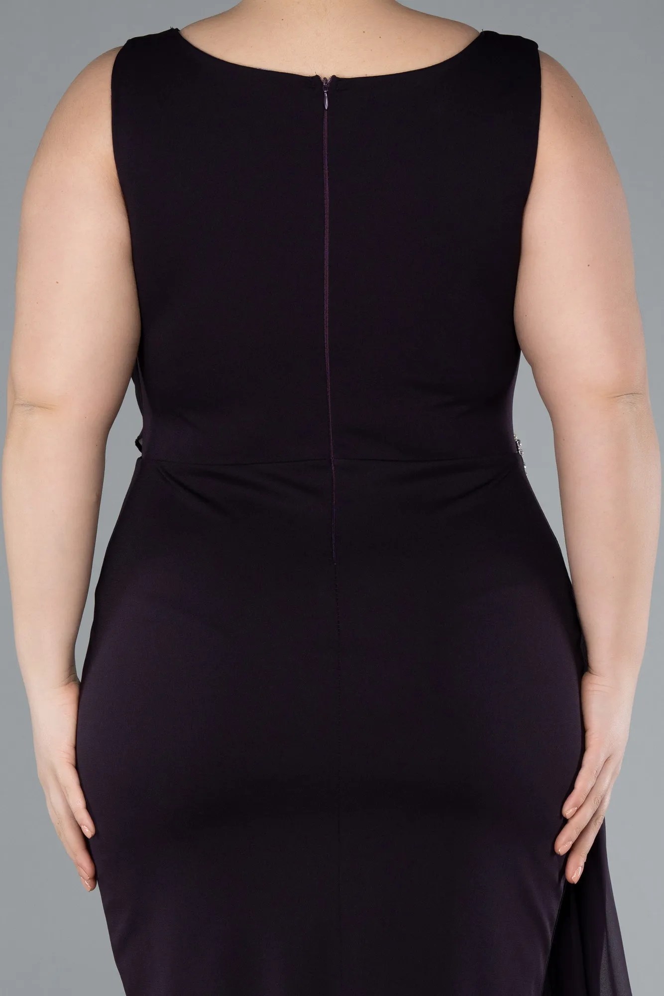 Purple-Sleeveless Midi Plus Size Cocktail Dress ABK2328