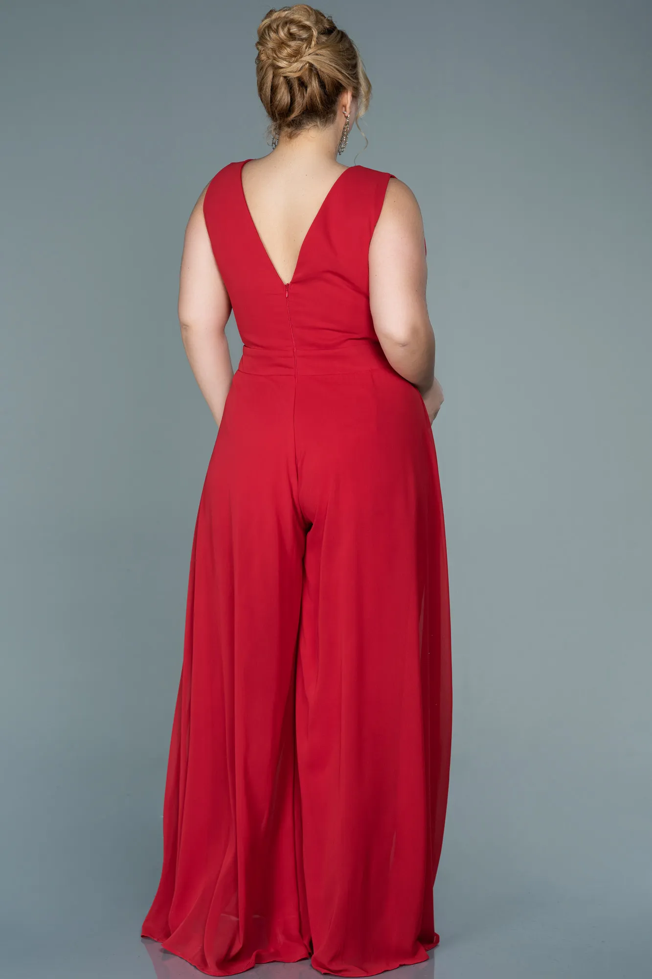 Red-Chiffon Plus Size Evening Dress ABT082