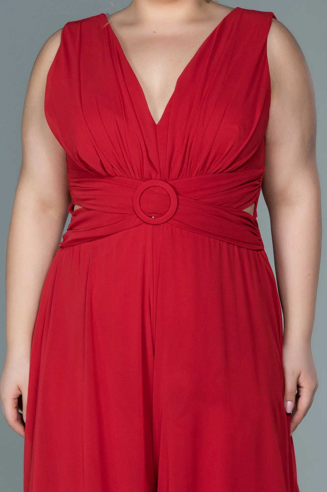 Red-Chiffon Plus Size Evening Dress ABT082