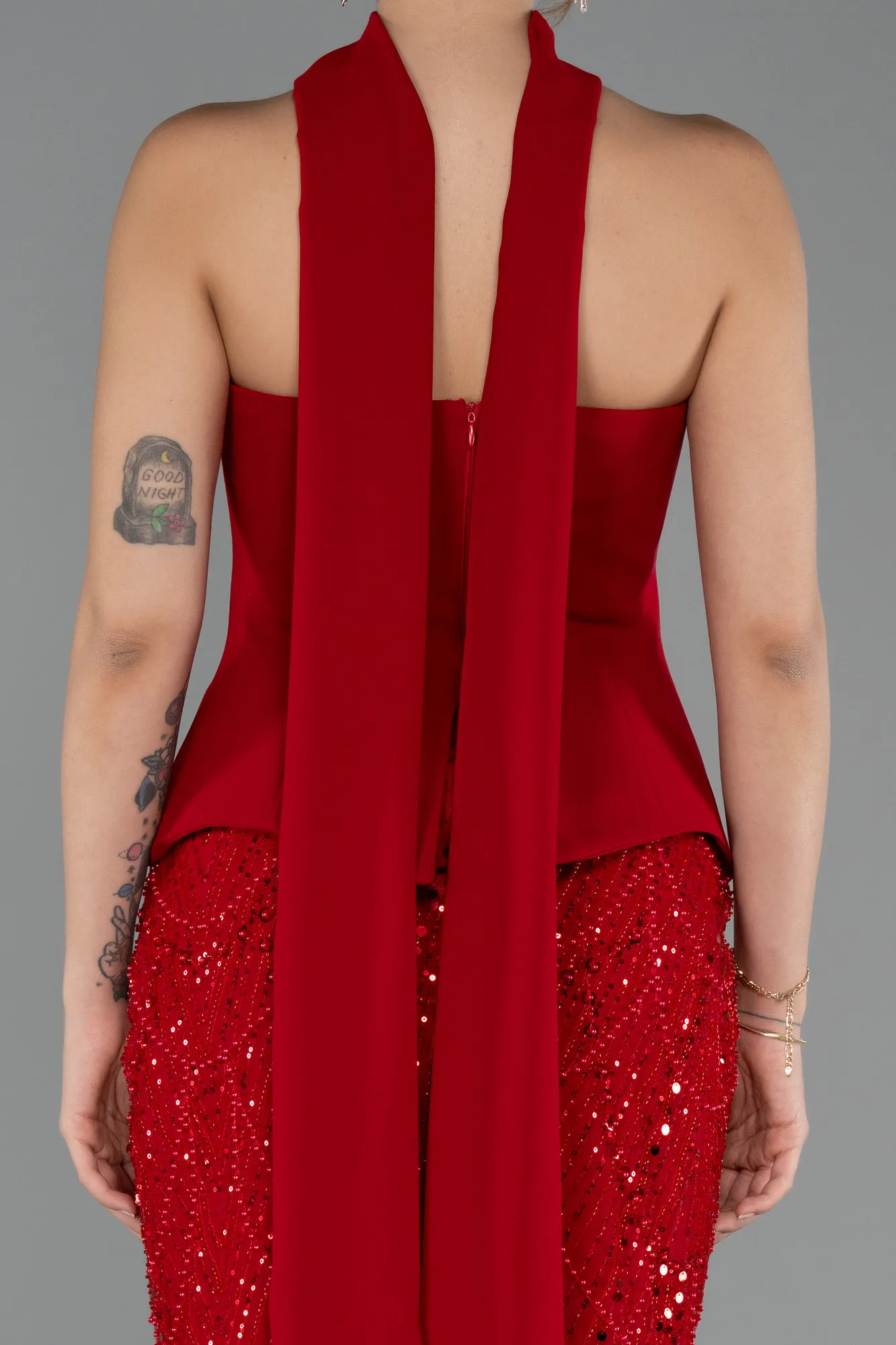 Red-Long Beaded Evening Dress ABU5131