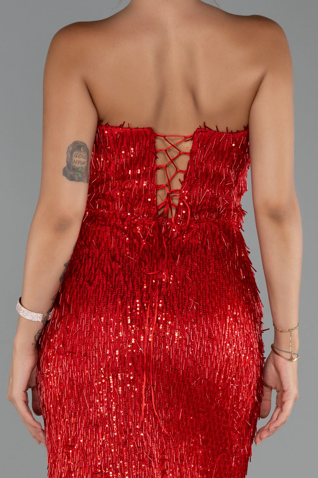 Red-Long Beaded Evening Dress ABU5292