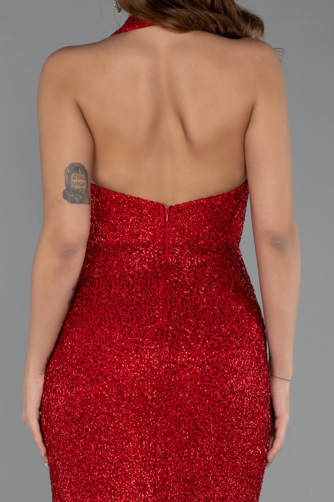 Red-Long Beaded Evening Dress ABU5403