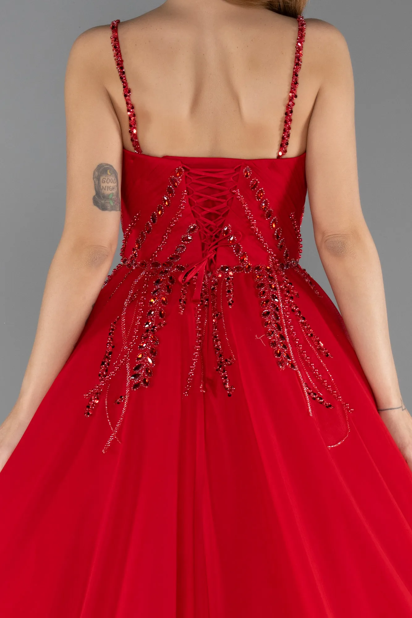 Red-Long Chiffon Designer Evening Dress ABU5465