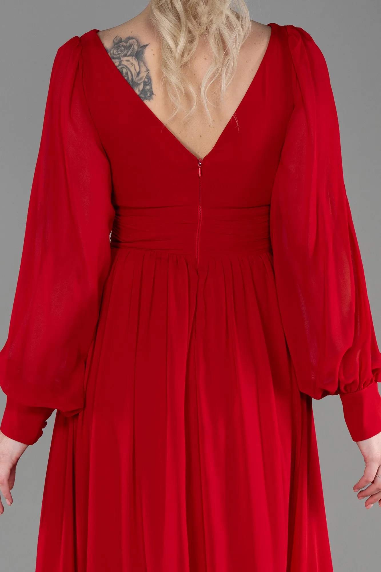 Red-Long Chiffon Evening Dress ABU1702