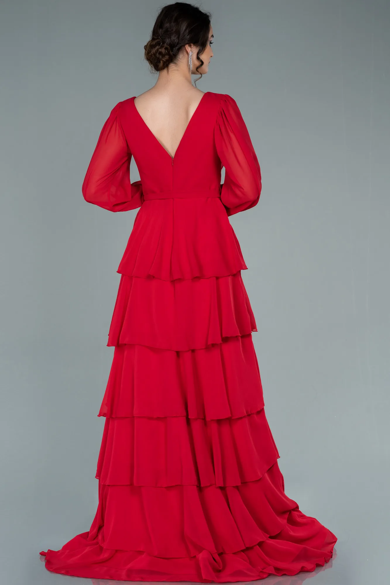 Red-Long Chiffon Evening Dress ABU2322
