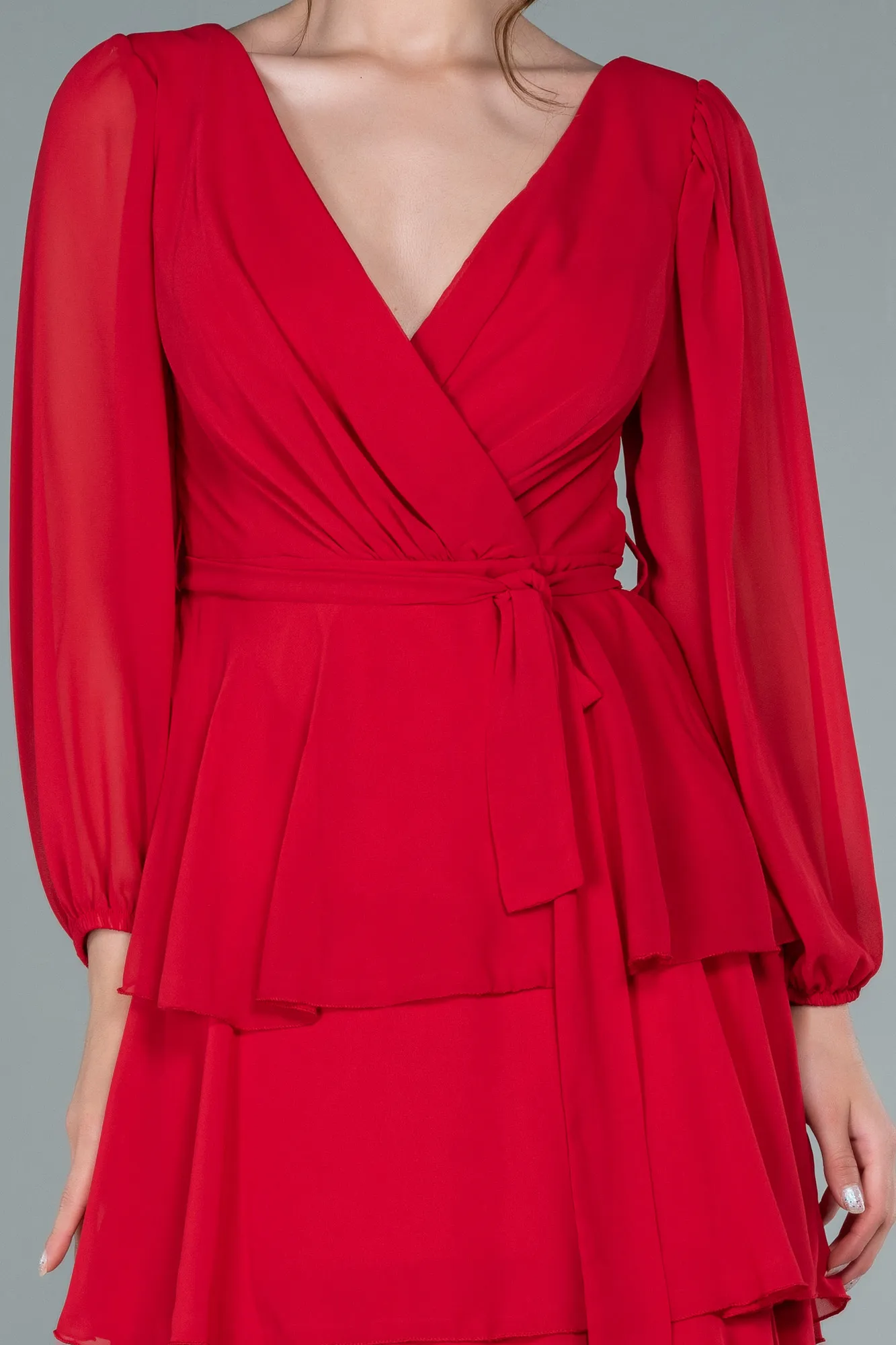 Red-Long Chiffon Evening Dress ABU2322