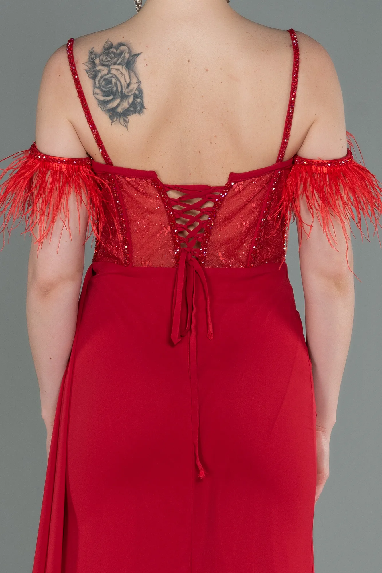 Red-Long Chiffon Evening Dress ABU3144