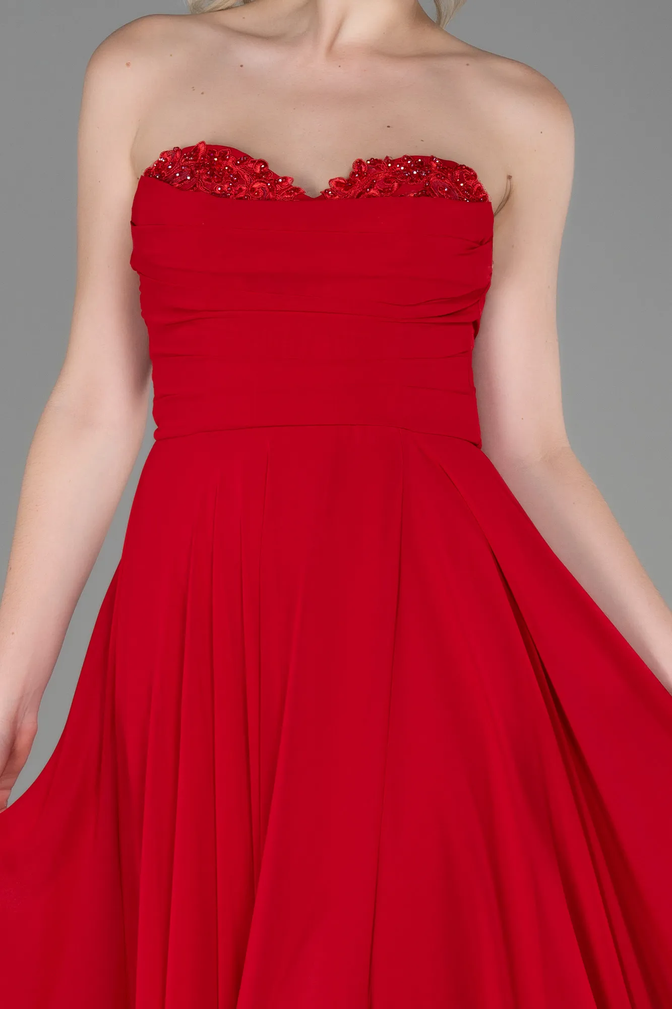 Red-Long Chiffon Evening Dress ABU3343