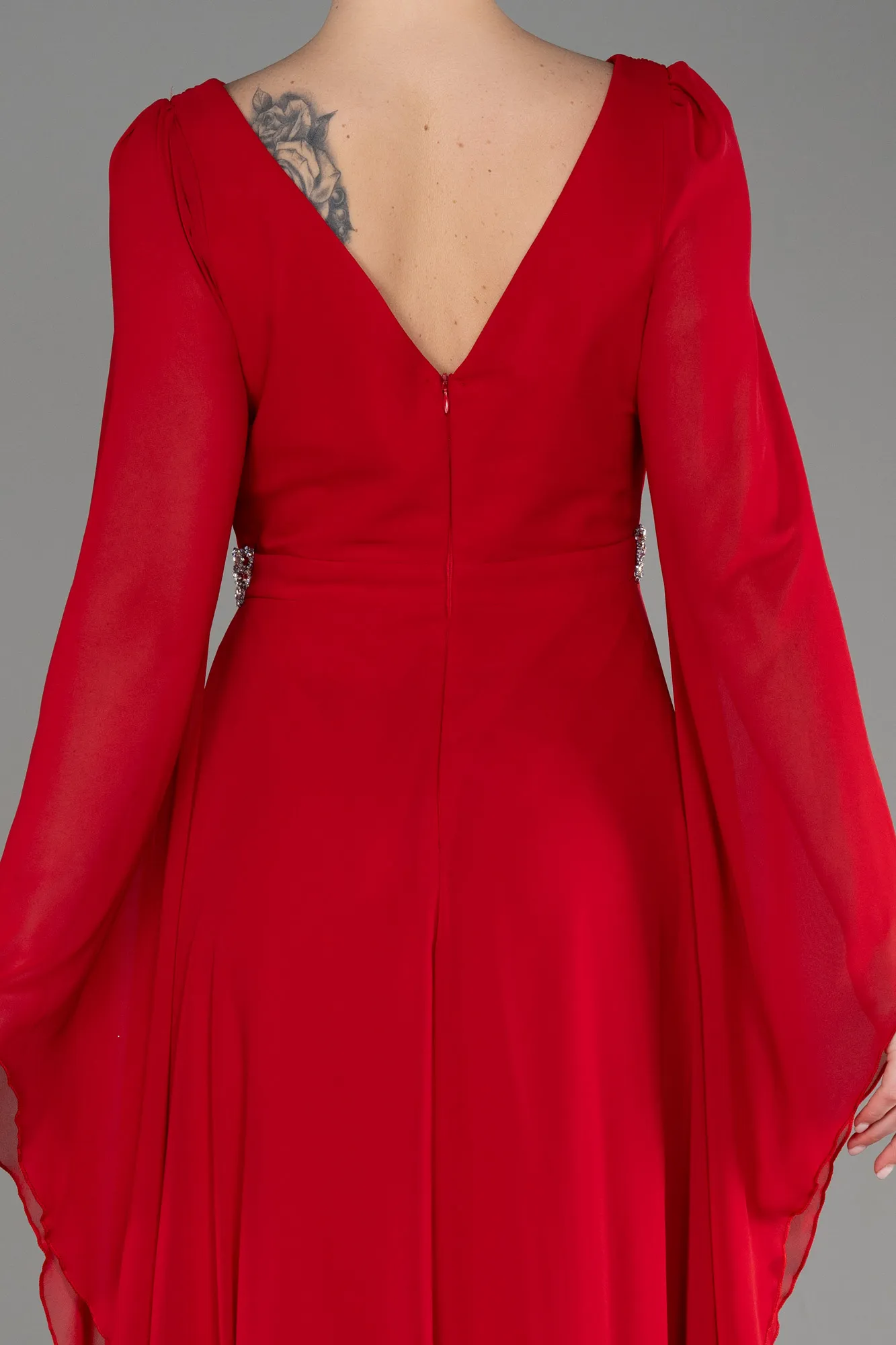 Red-Long Chiffon Evening Dress ABU3541