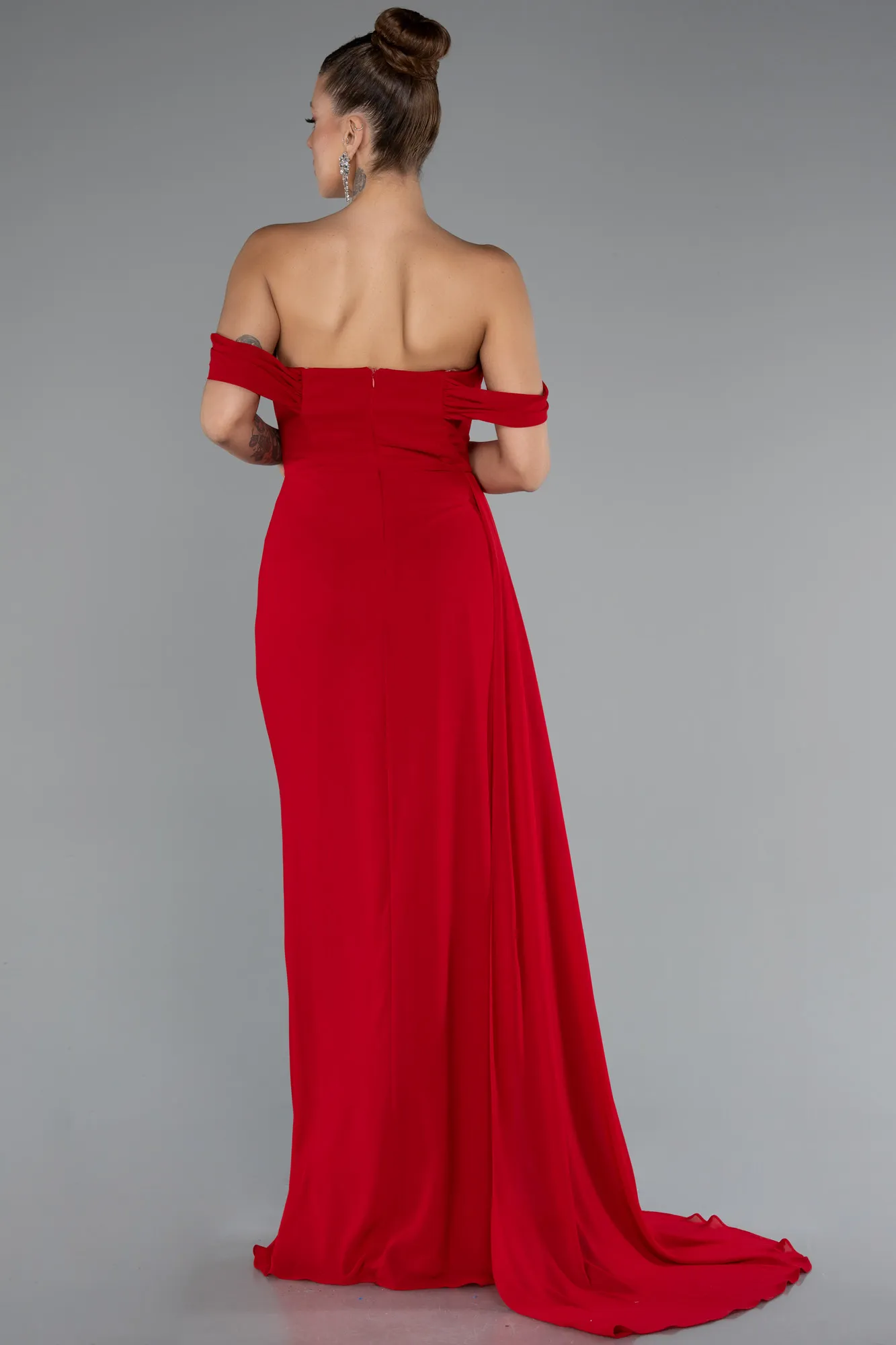 Red-Long Chiffon Evening Dress ABU4925