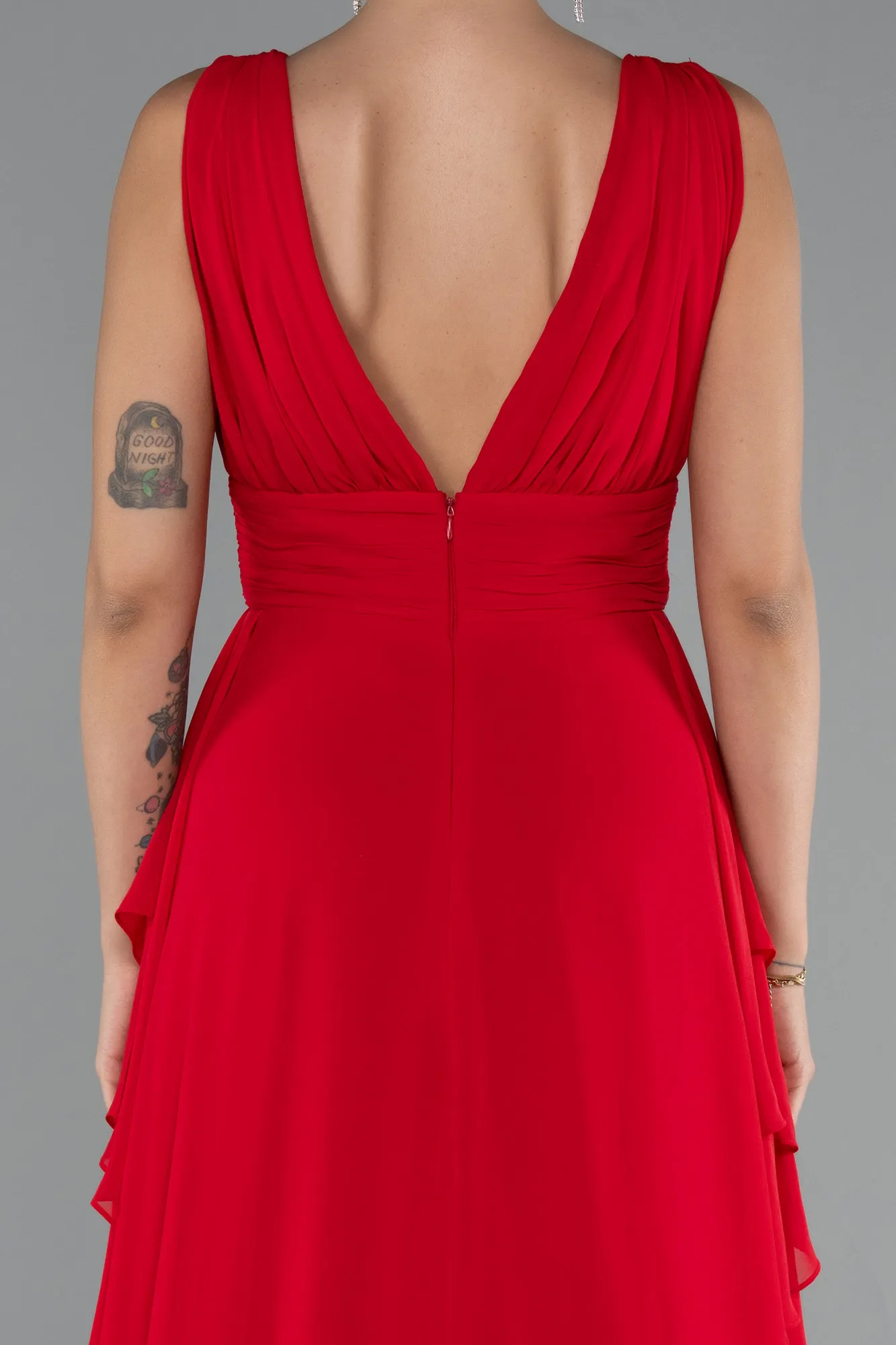 Red-Long Chiffon Evening Dress ABU5109