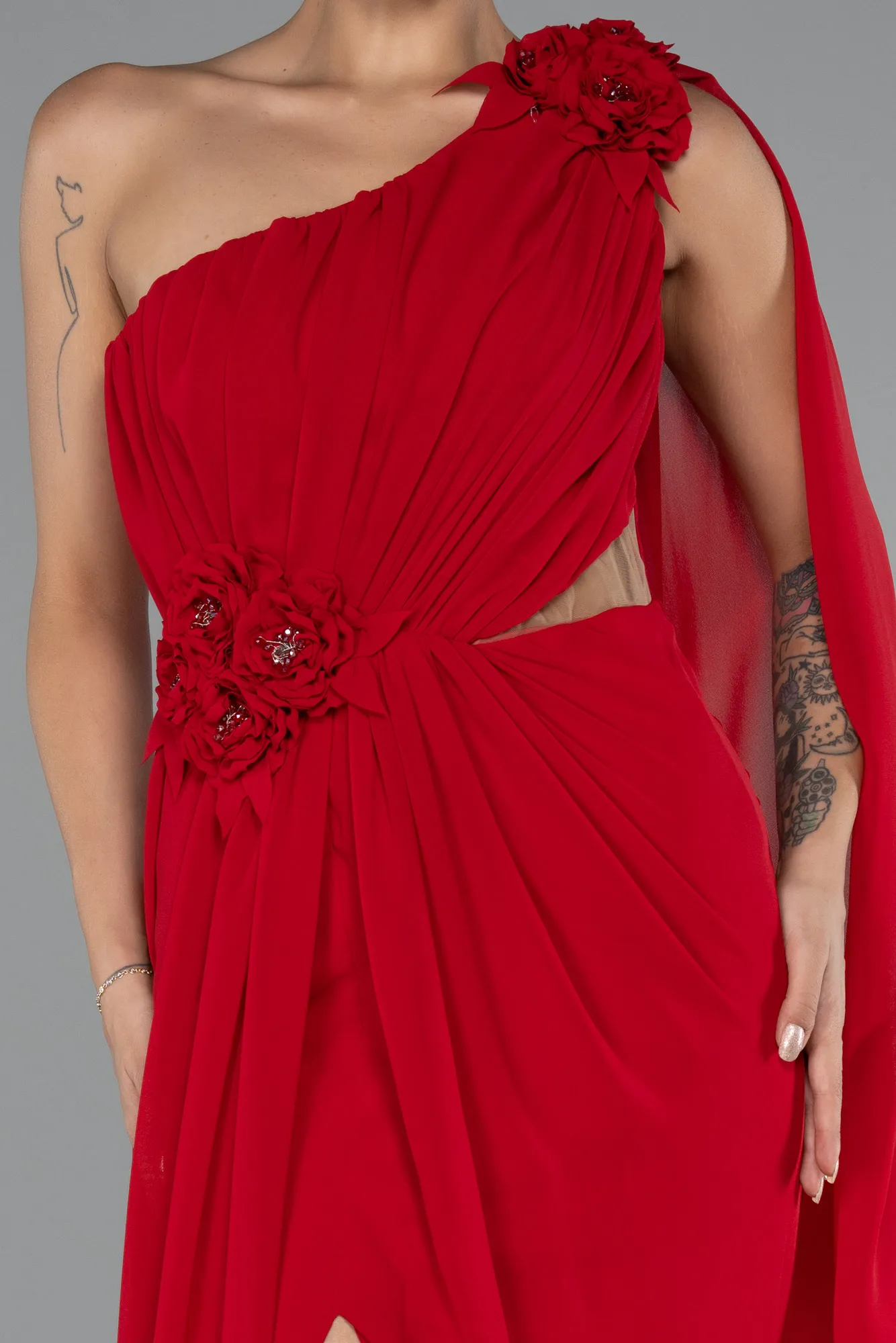 Red-Long Chiffon Evening Dress ABU5144