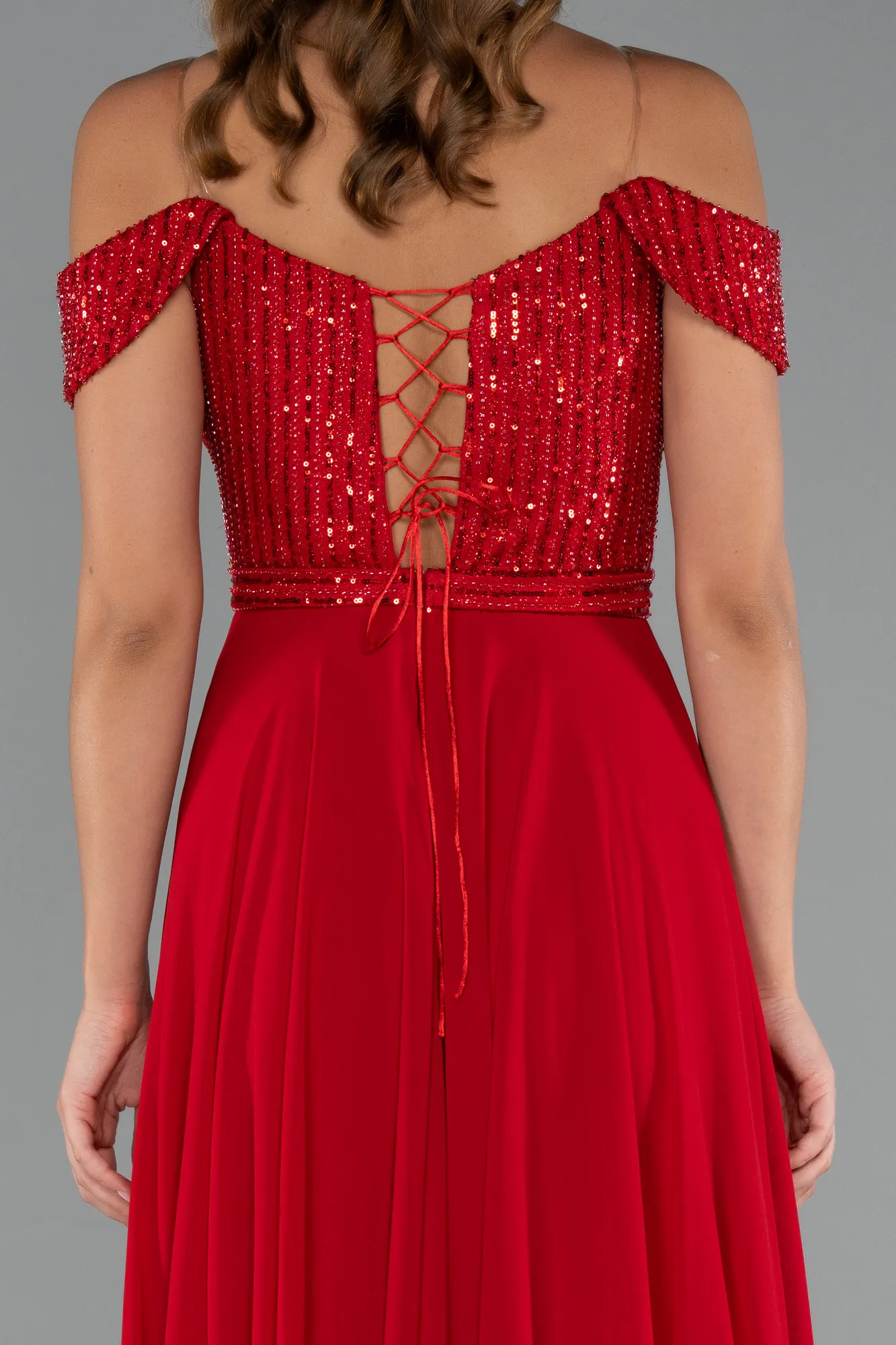 Red-Long Chiffon Evening Dress ABU5225