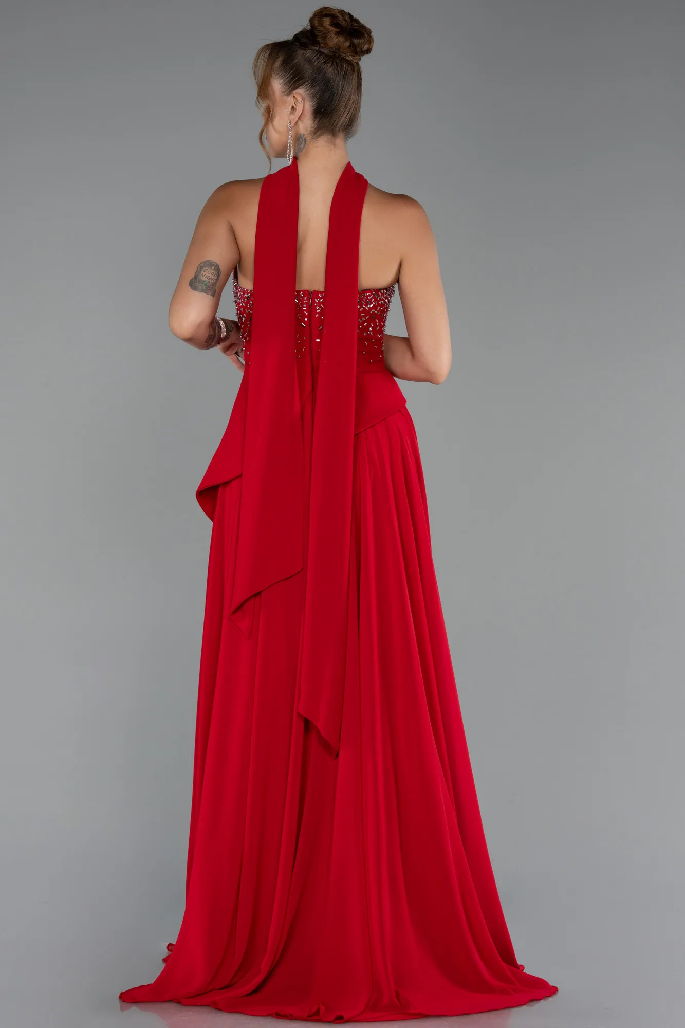 Red-Long Chiffon Evening Dress ABU5280