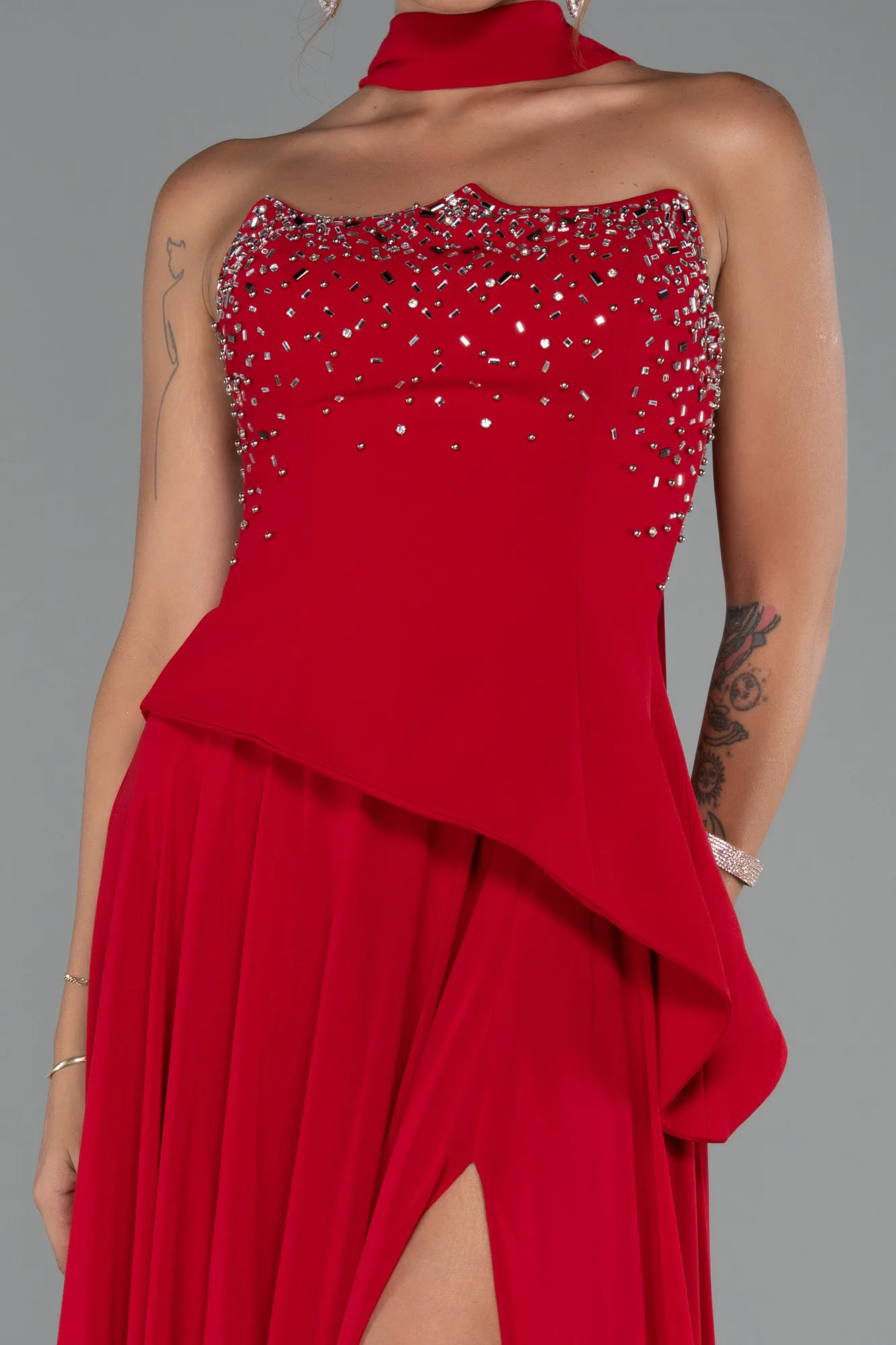 Red-Long Chiffon Evening Dress ABU5280