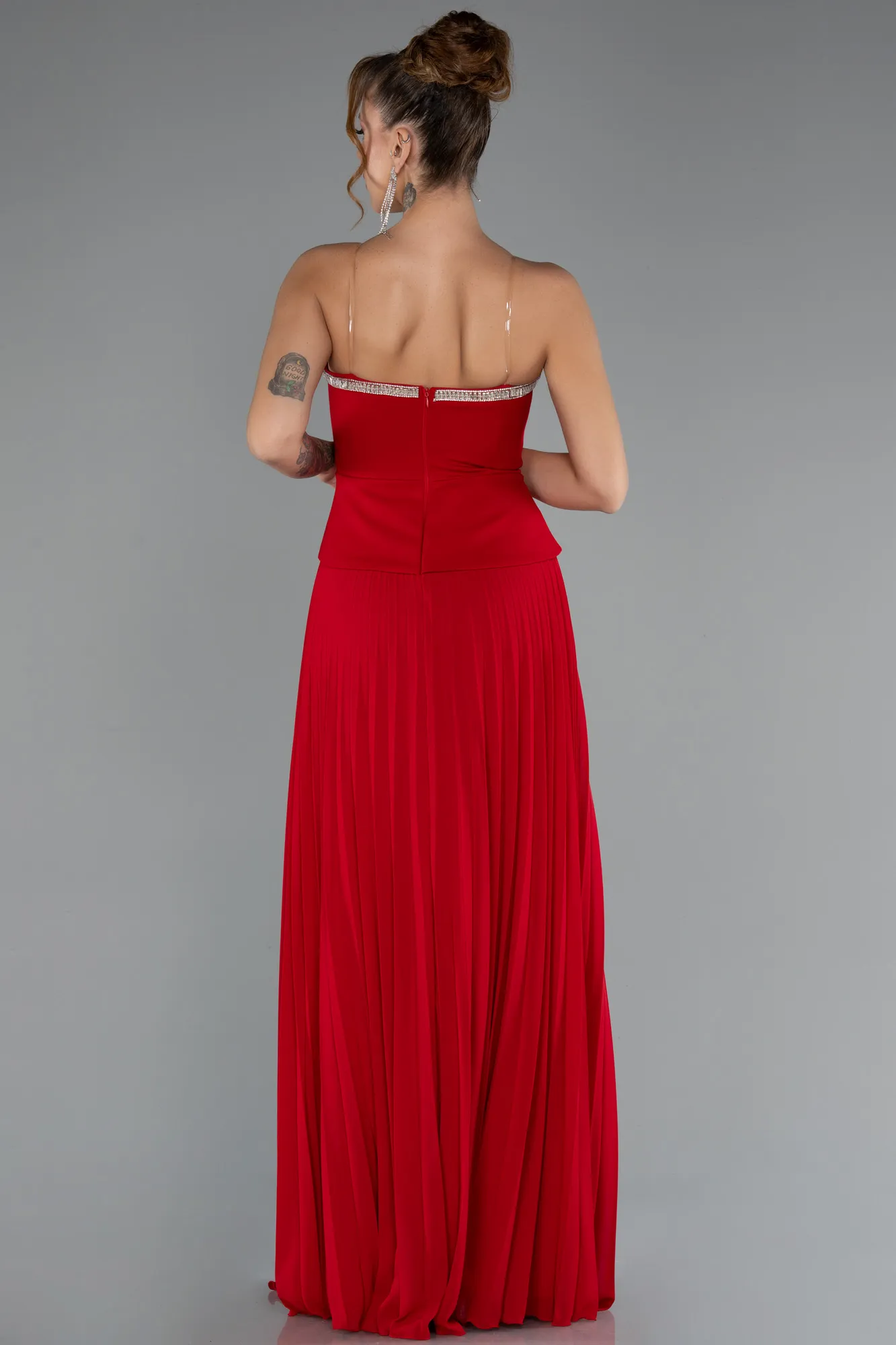 Red-Long Chiffon Evening Dress ABU5362