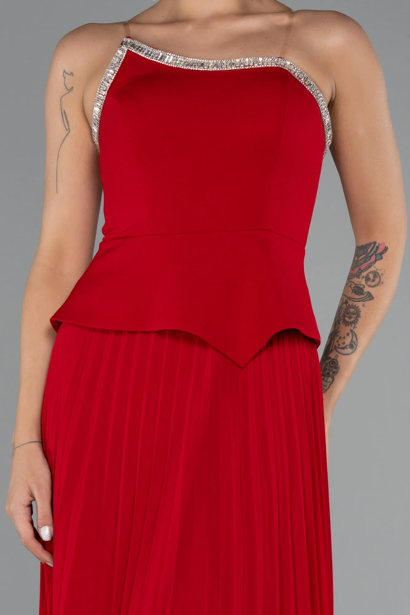 Red-Long Chiffon Evening Dress ABU5362