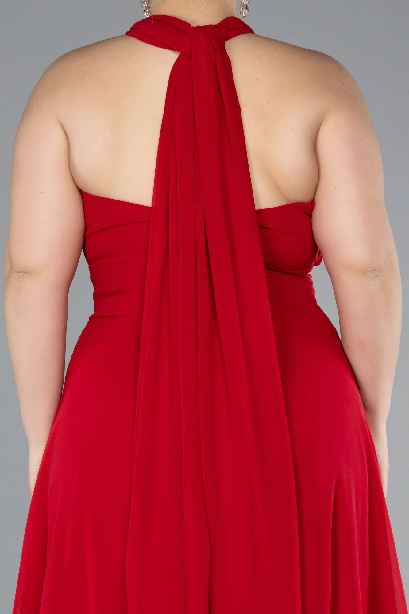Red-Long Chiffon Formal Plus Size Dress ABU4951