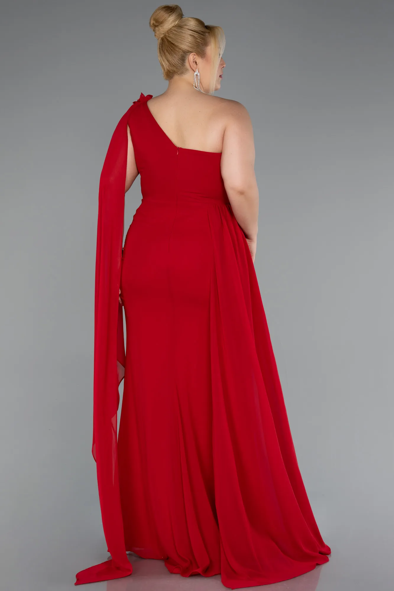 Red-Long Chiffon Formal Plus Size Dress ABU5145