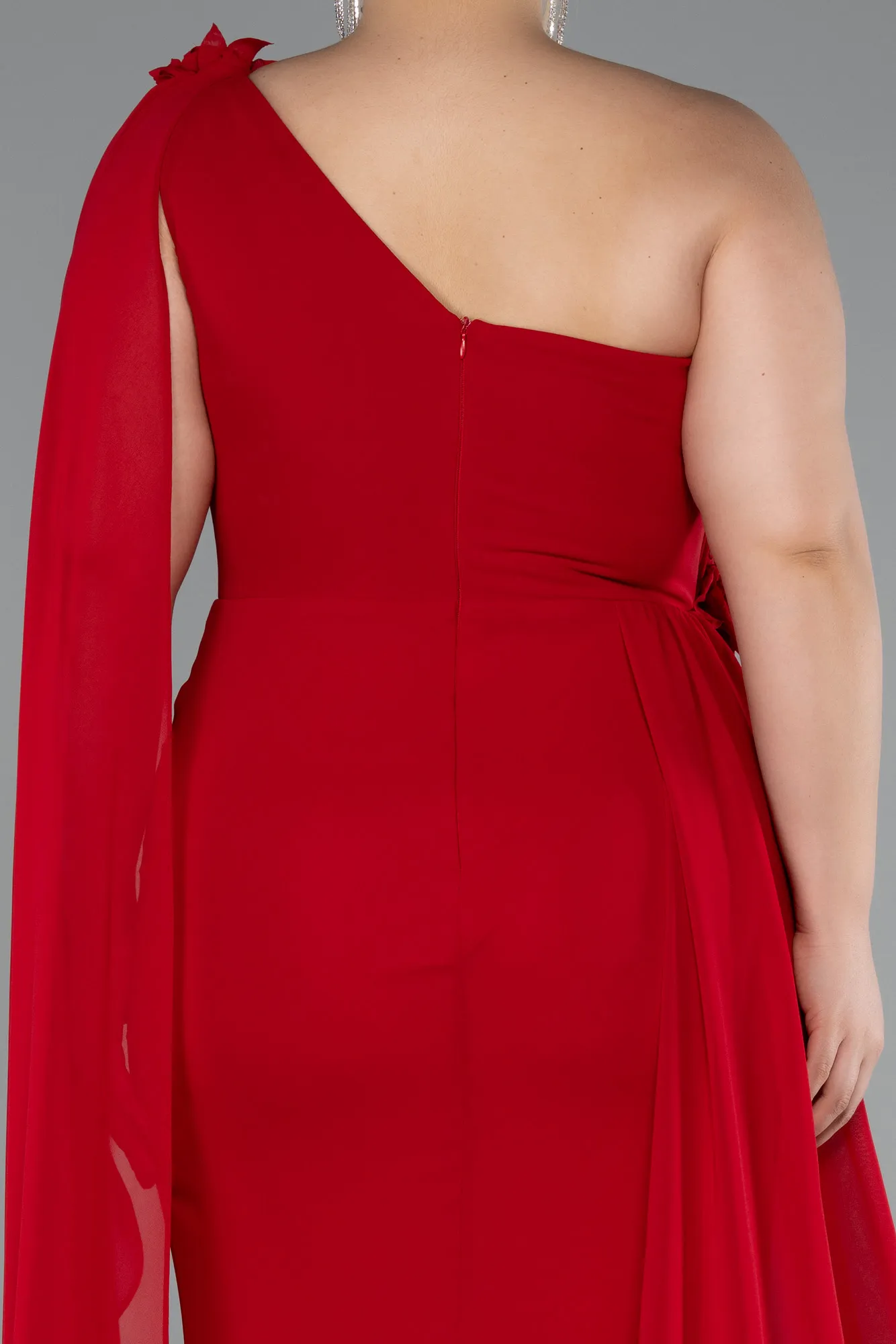Red-Long Chiffon Formal Plus Size Dress ABU5145