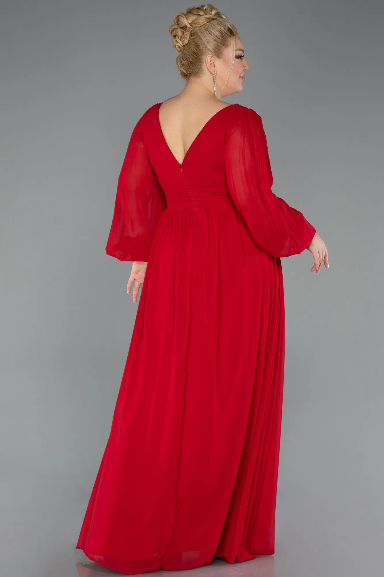 Red-Long Chiffon Oversized Evening Dress ABU1988