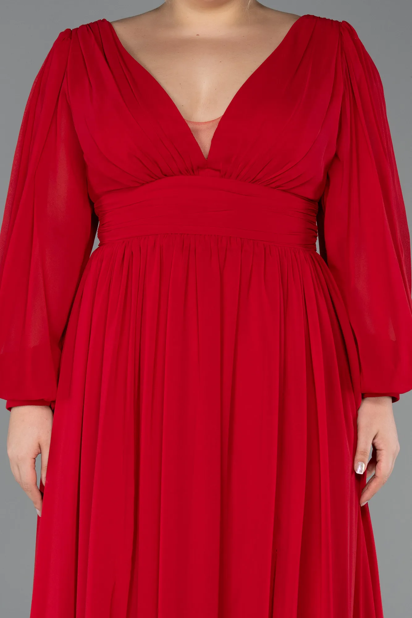 Red-Long Chiffon Oversized Evening Dress ABU1988