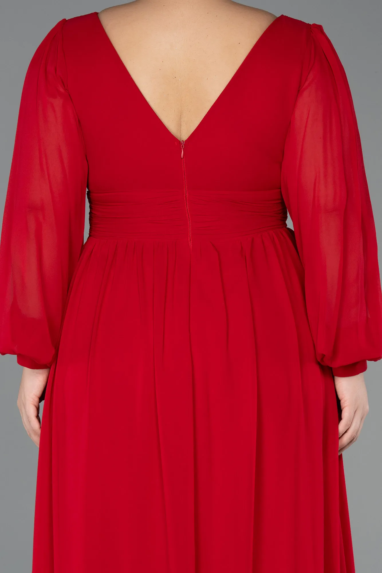 Red-Long Chiffon Oversized Evening Dress ABU1988