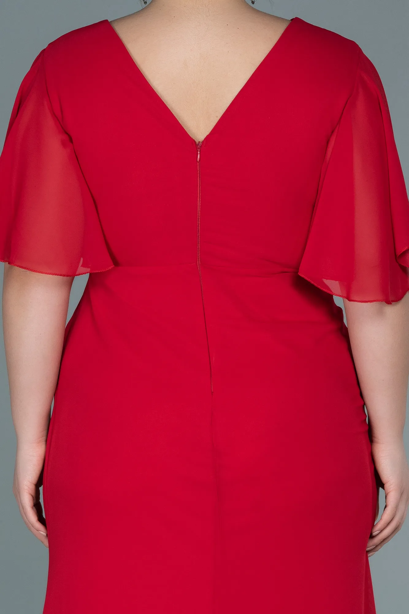 Red-Long Chiffon Oversized Evening Dress ABU2748