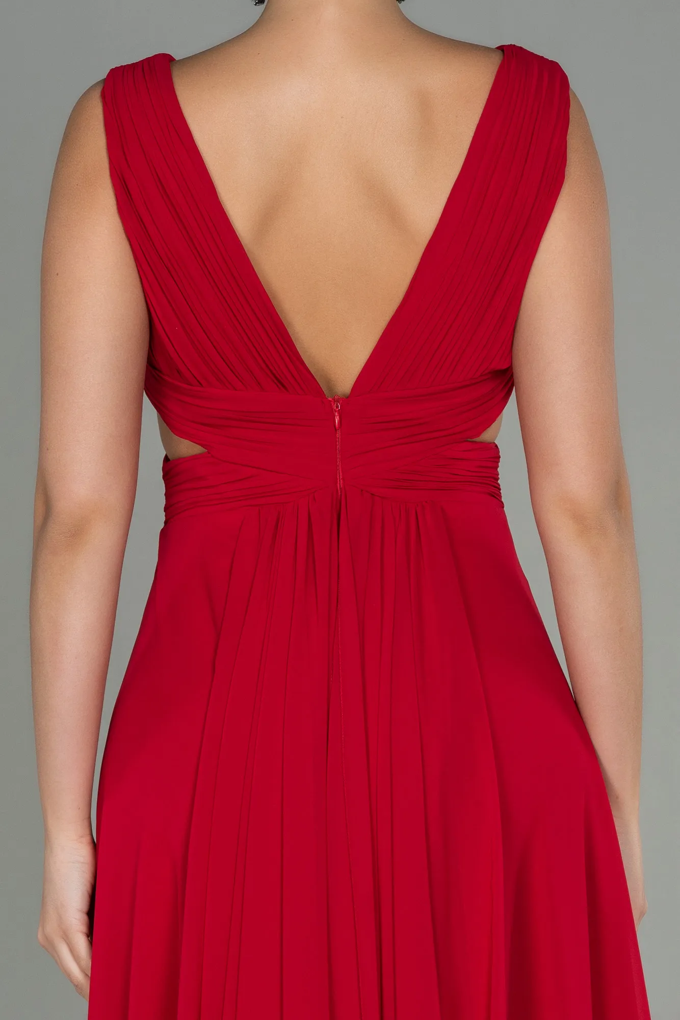 Red-Long Chiffon Prom Gown ABU3066